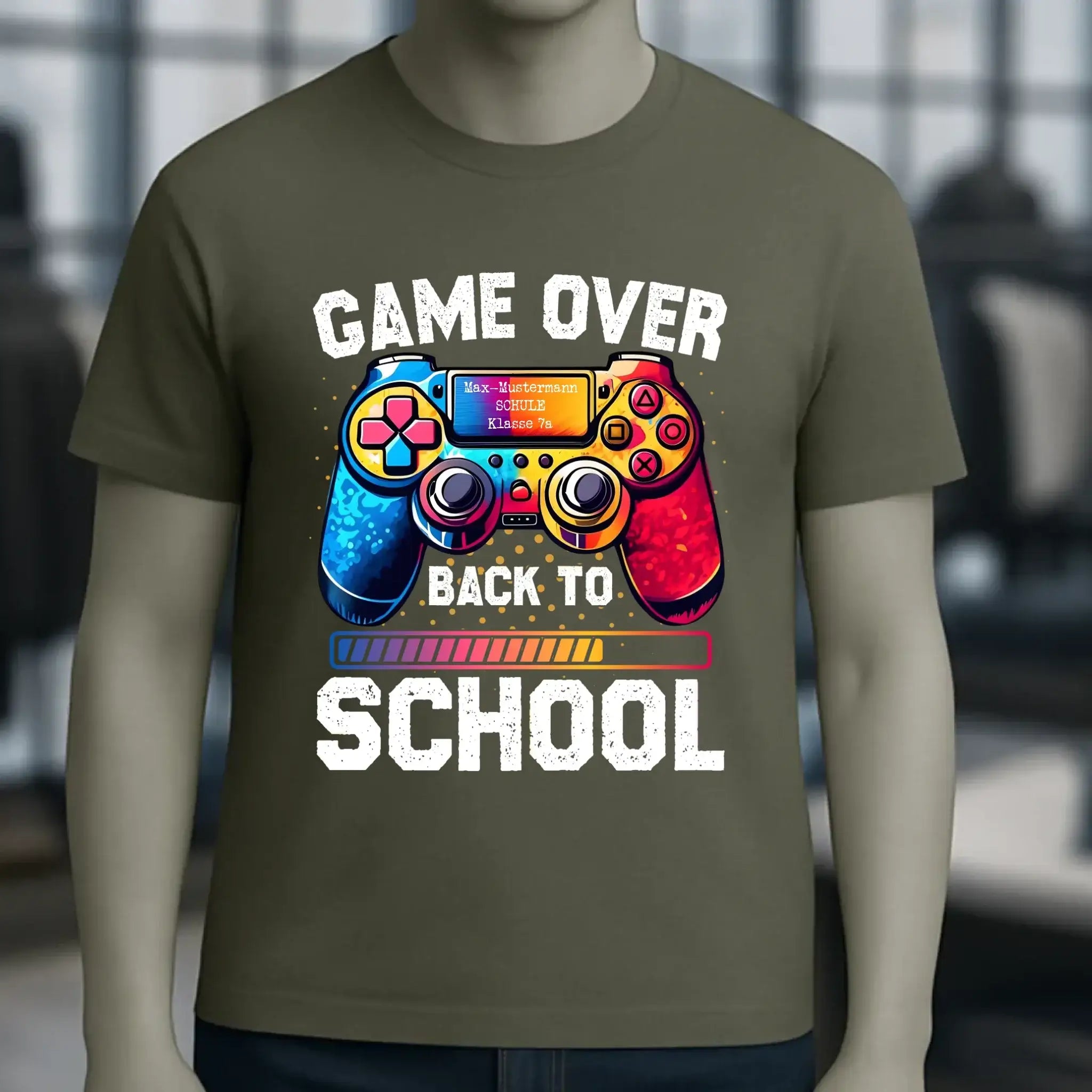GAME OVER • BACK TO SCHOOL • Schule • Schulanfang • Unisex Premium T-Shirt XS-5XL aus Bio-Baumwolle für Damen & Herren • Exklusivdesign • personalisiert