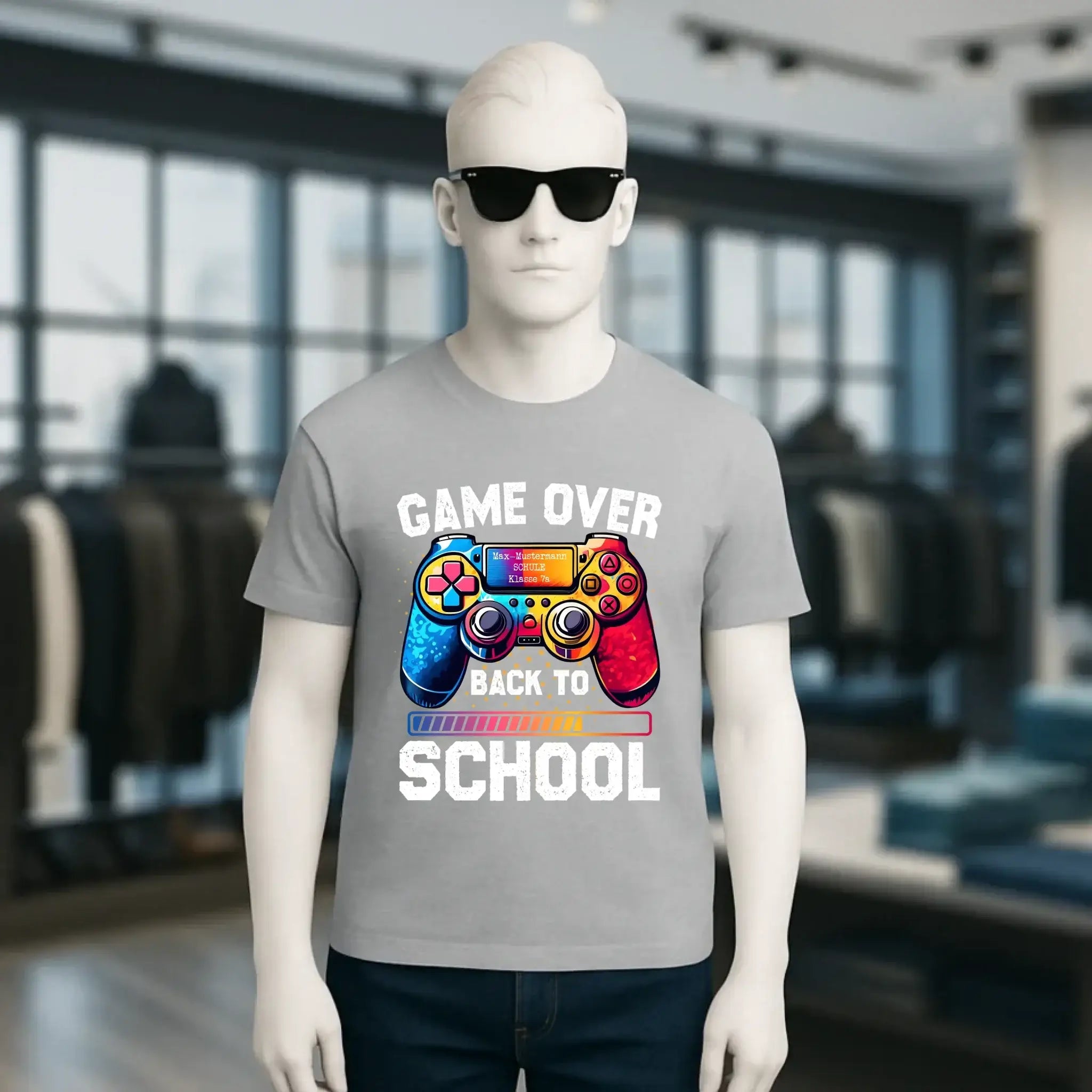 GAME OVER • BACK TO SCHOOL • Schule • Schulanfang • Unisex Premium T-Shirt XS-5XL aus Bio-Baumwolle für Damen & Herren • Exklusivdesign • personalisiert