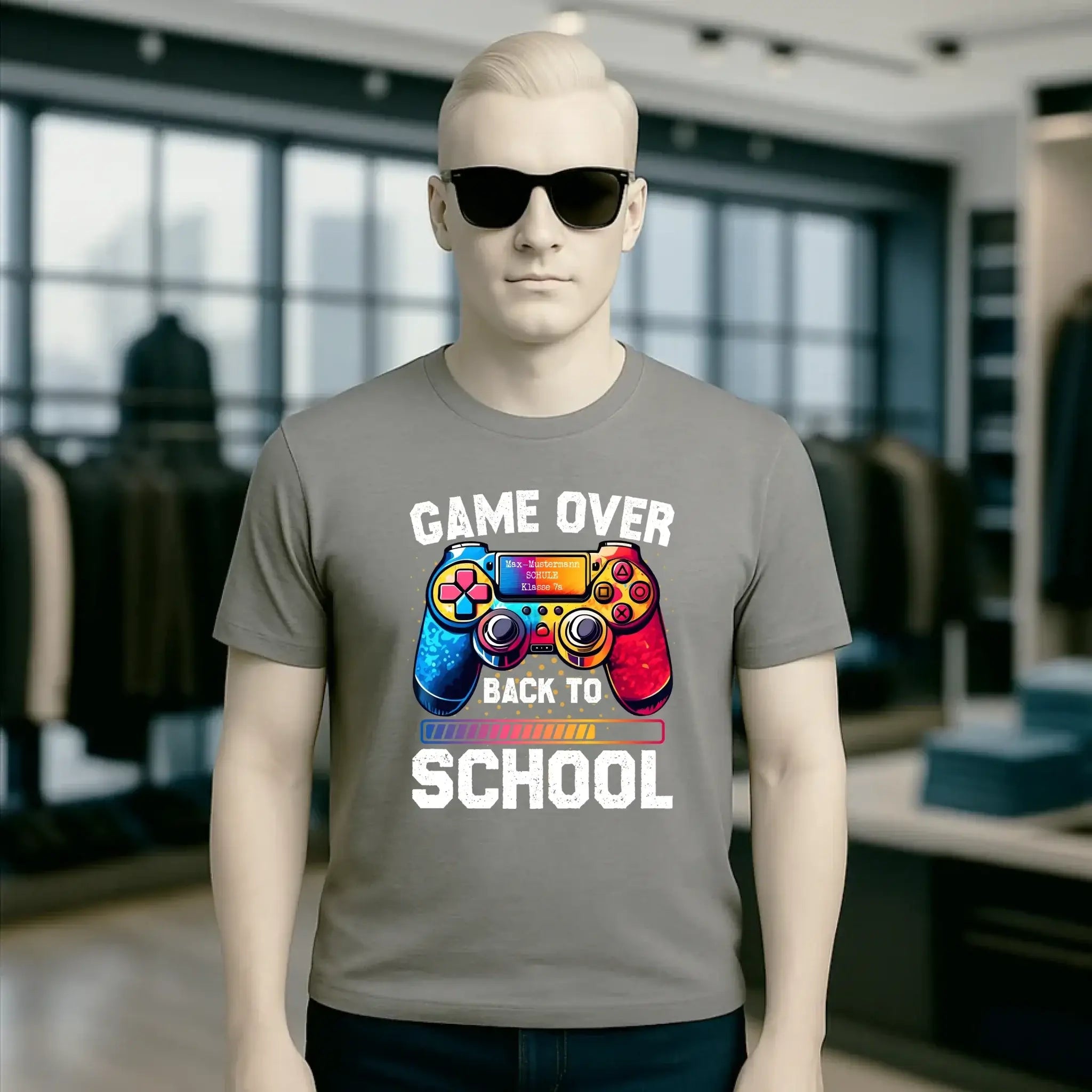 GAME OVER • BACK TO SCHOOL • Schule • Schulanfang • Unisex Premium T-Shirt XS-5XL aus Bio-Baumwolle für Damen & Herren • Exklusivdesign • personalisiert