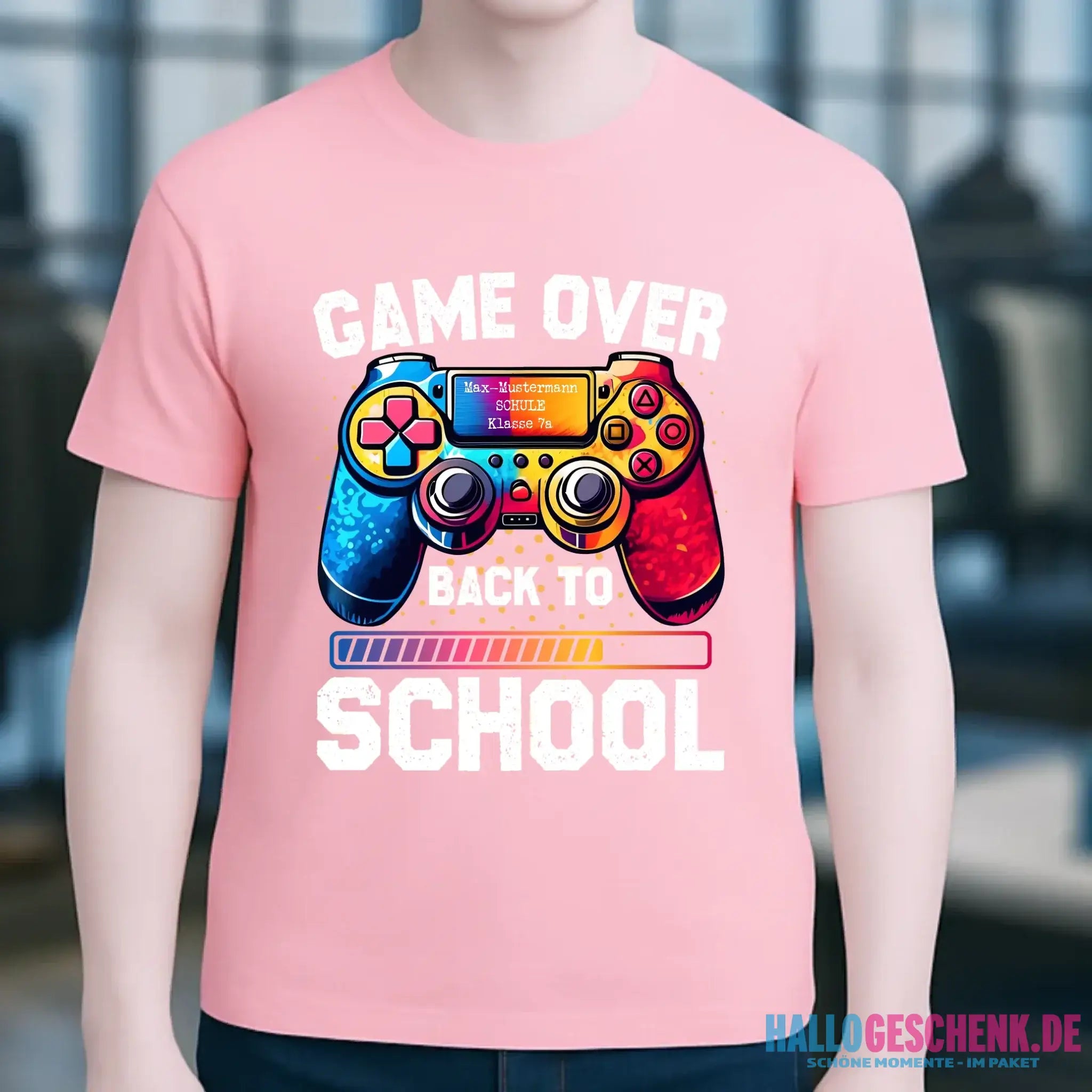 GAME OVER • BACK TO SCHOOL • Schule • Schulanfang • Unisex Premium T-Shirt XS-5XL aus Bio-Baumwolle für Damen & Herren • Exklusivdesign • personalisiert
