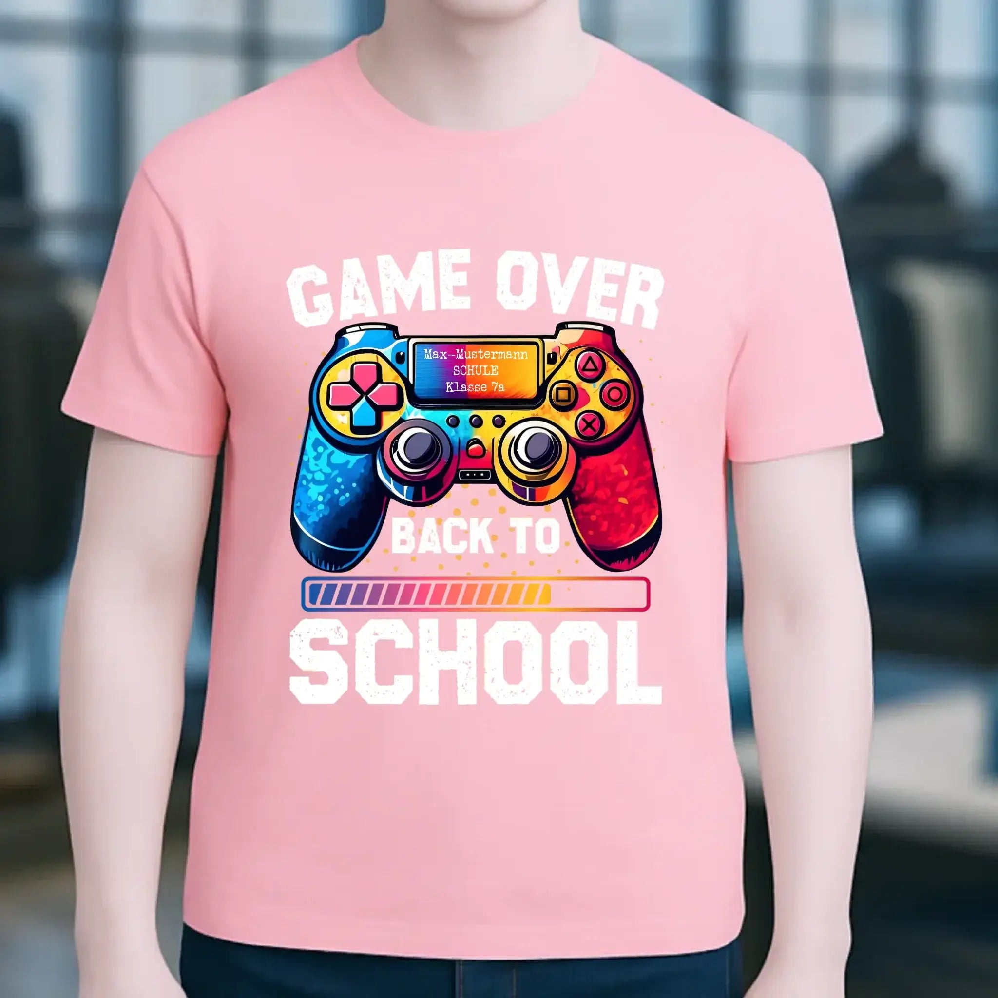GAME OVER • BACK TO SCHOOL • Schule • Schulanfang • Unisex Premium T-Shirt XS-5XL aus Bio-Baumwolle für Damen & Herren • Exklusivdesign • personalisiert