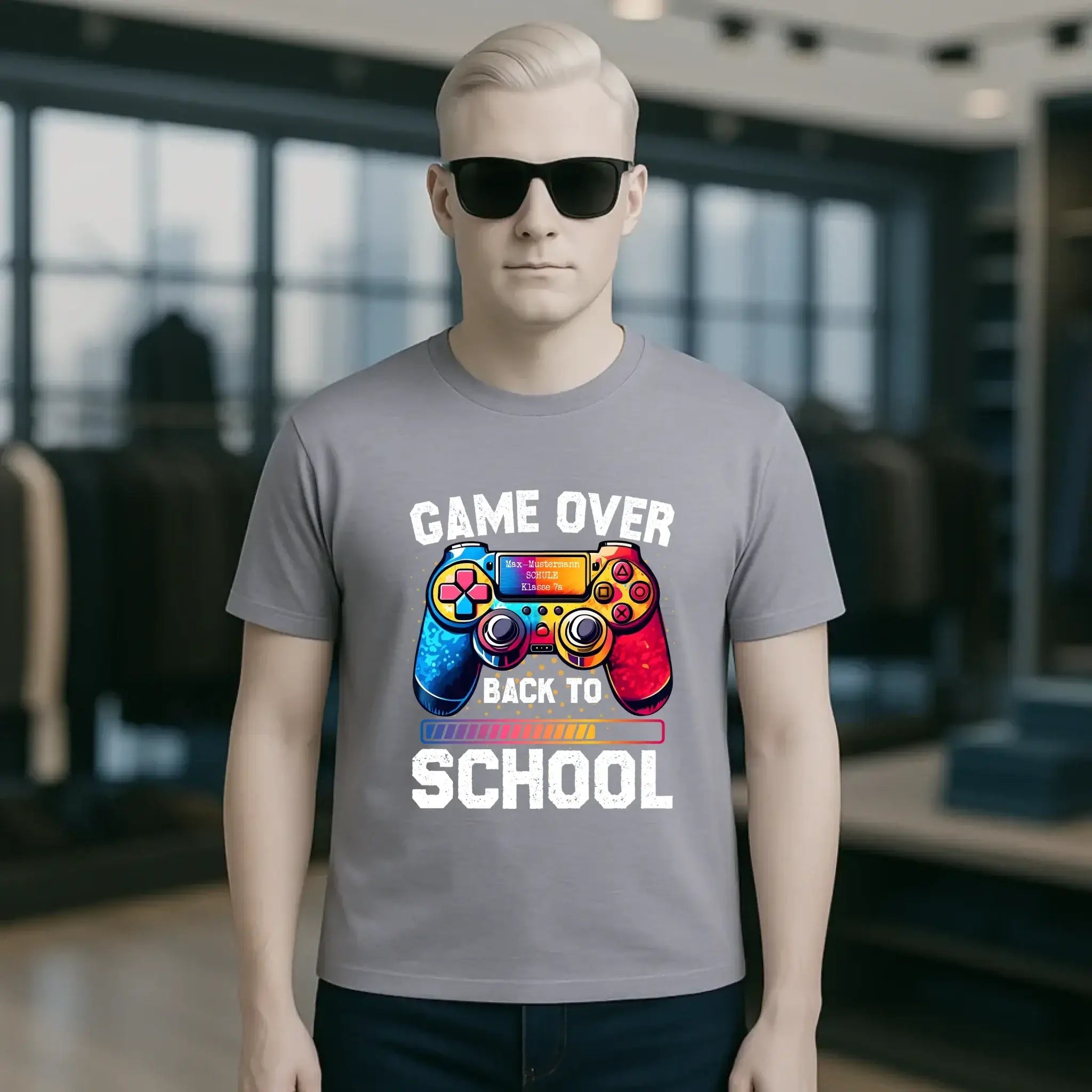 GAME OVER • BACK TO SCHOOL • Schule • Schulanfang • Unisex Premium T-Shirt XS-5XL aus Bio-Baumwolle für Damen & Herren • Exklusivdesign • personalisiert