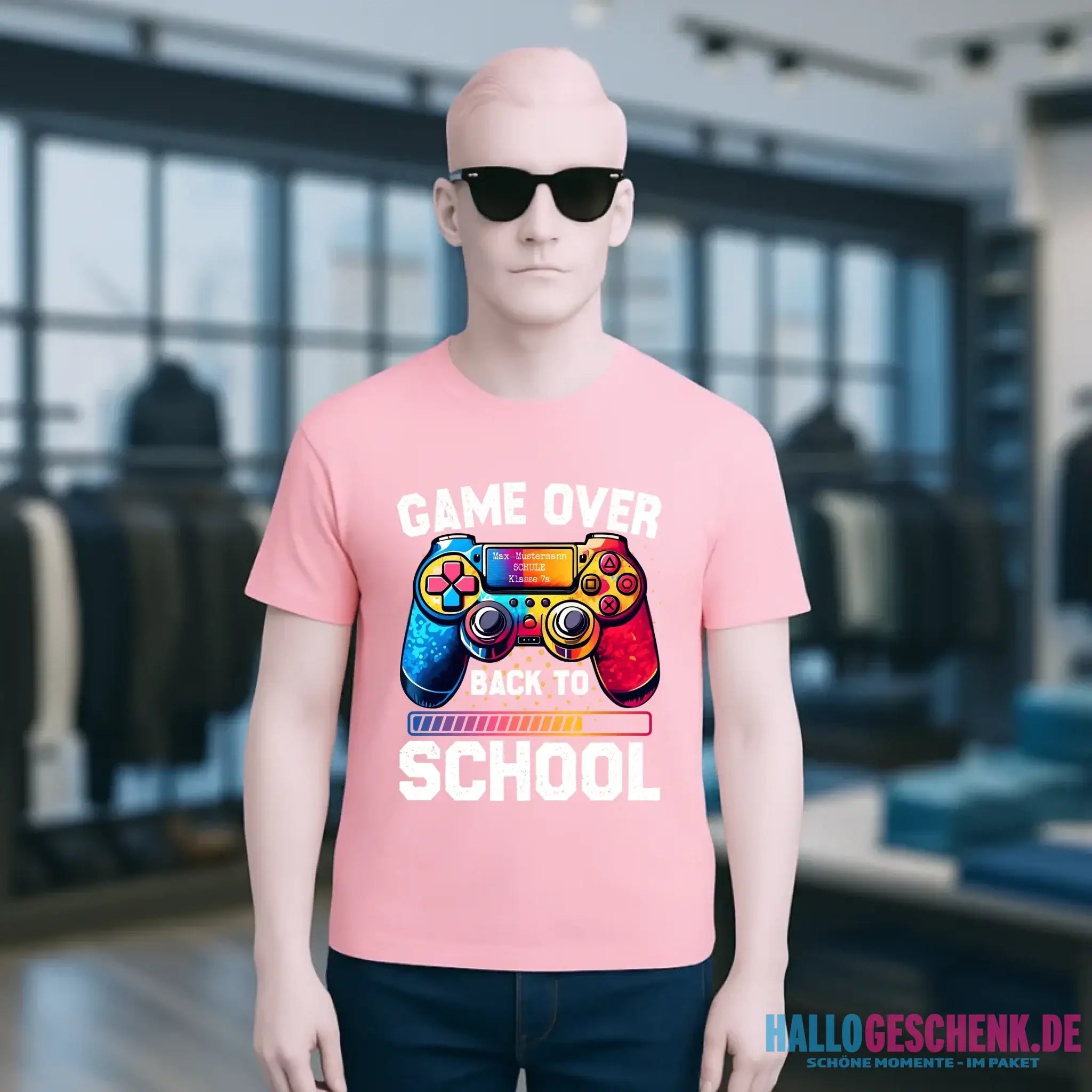 GAME OVER • BACK TO SCHOOL • Schule • Schulanfang • Unisex Premium T-Shirt XS-5XL aus Bio-Baumwolle für Damen & Herren • Exklusivdesign • personalisiert