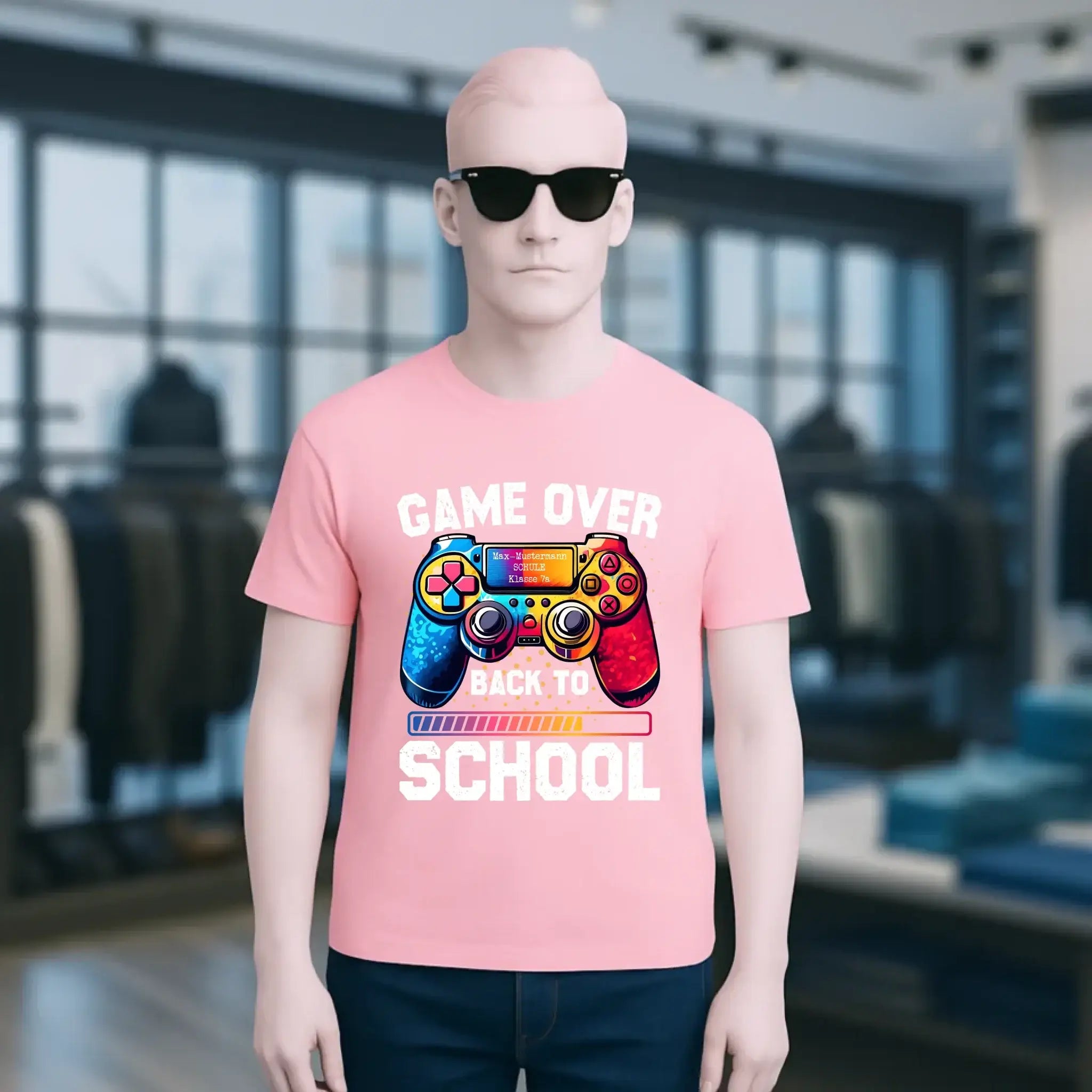 GAME OVER • BACK TO SCHOOL • Schule • Schulanfang • Unisex Premium T-Shirt XS-5XL aus Bio-Baumwolle für Damen & Herren • Exklusivdesign • personalisiert