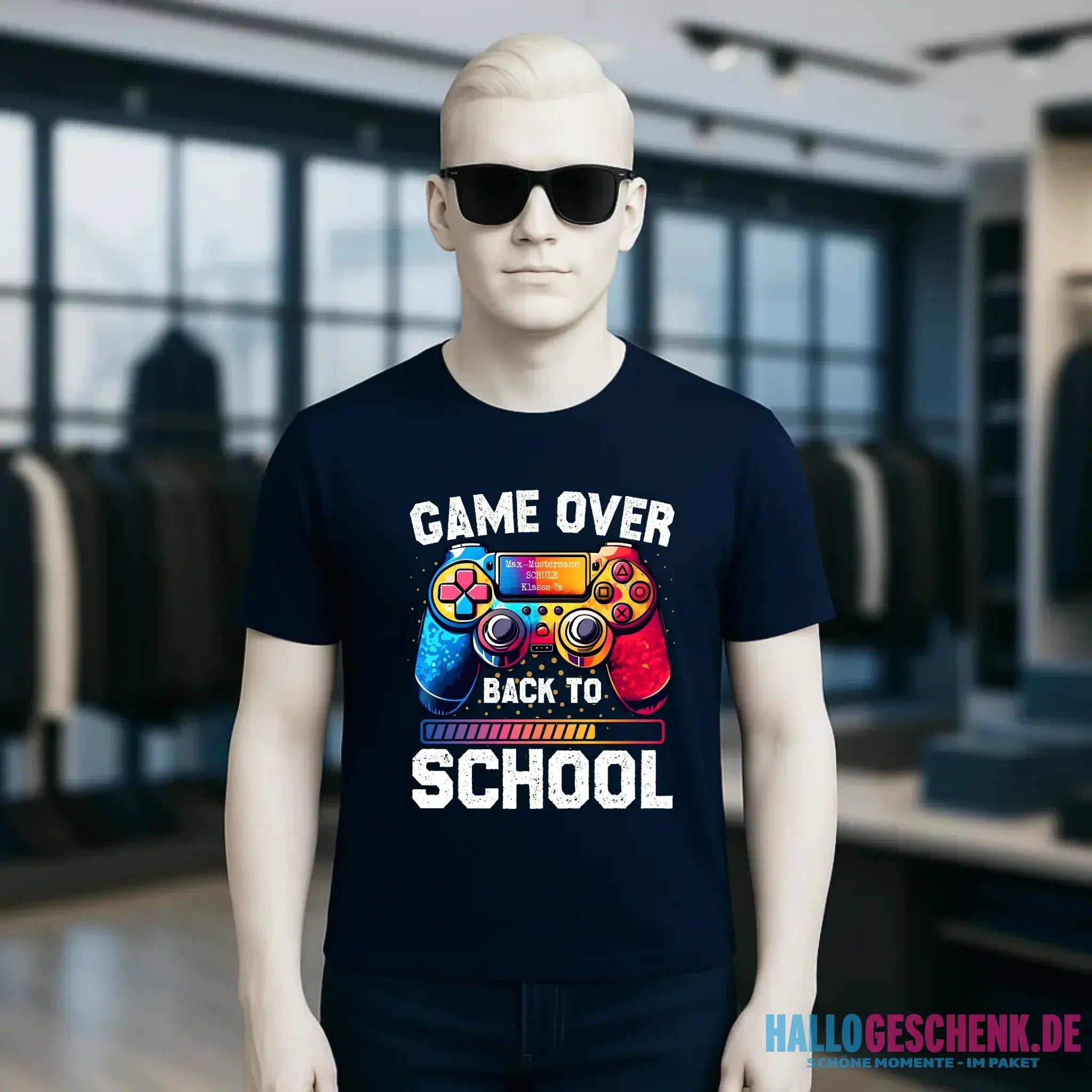 GAME OVER • BACK TO SCHOOL • Schule • Schulanfang • Unisex Premium T-Shirt XS-5XL aus Bio-Baumwolle für Damen & Herren • Exklusivdesign • personalisiert