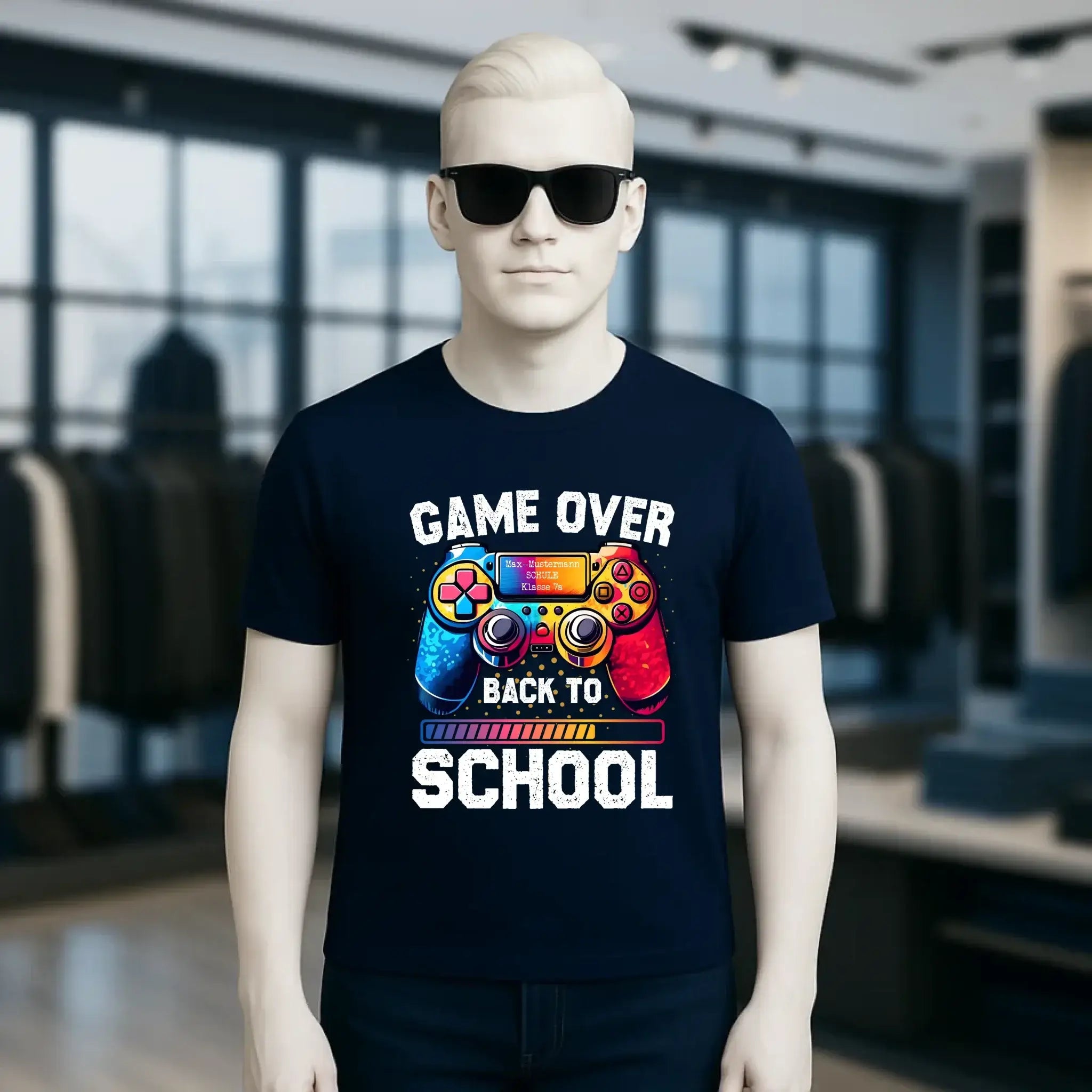 GAME OVER • BACK TO SCHOOL • Schule • Schulanfang • Unisex Premium T-Shirt XS-5XL aus Bio-Baumwolle für Damen & Herren • Exklusivdesign • personalisiert