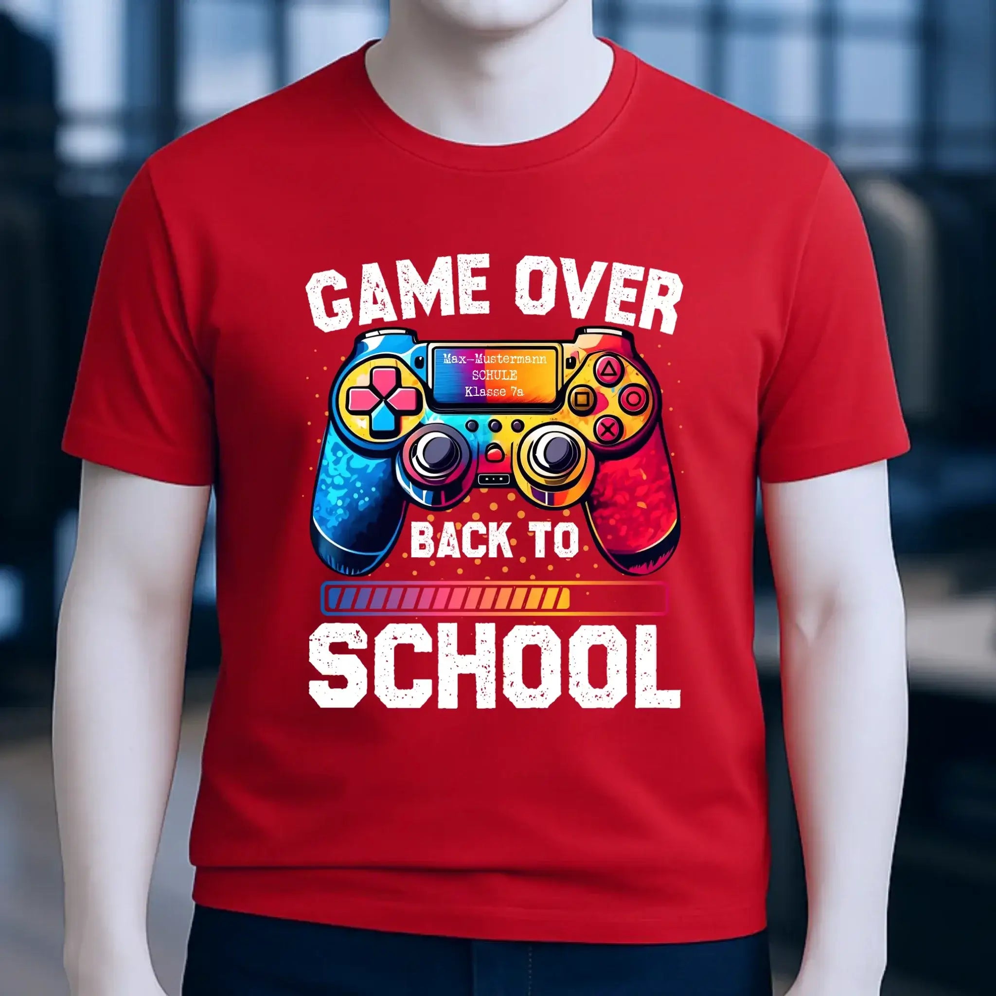 GAME OVER • BACK TO SCHOOL • Schule • Schulanfang • Unisex Premium T-Shirt XS-5XL aus Bio-Baumwolle für Damen & Herren • Exklusivdesign • personalisiert