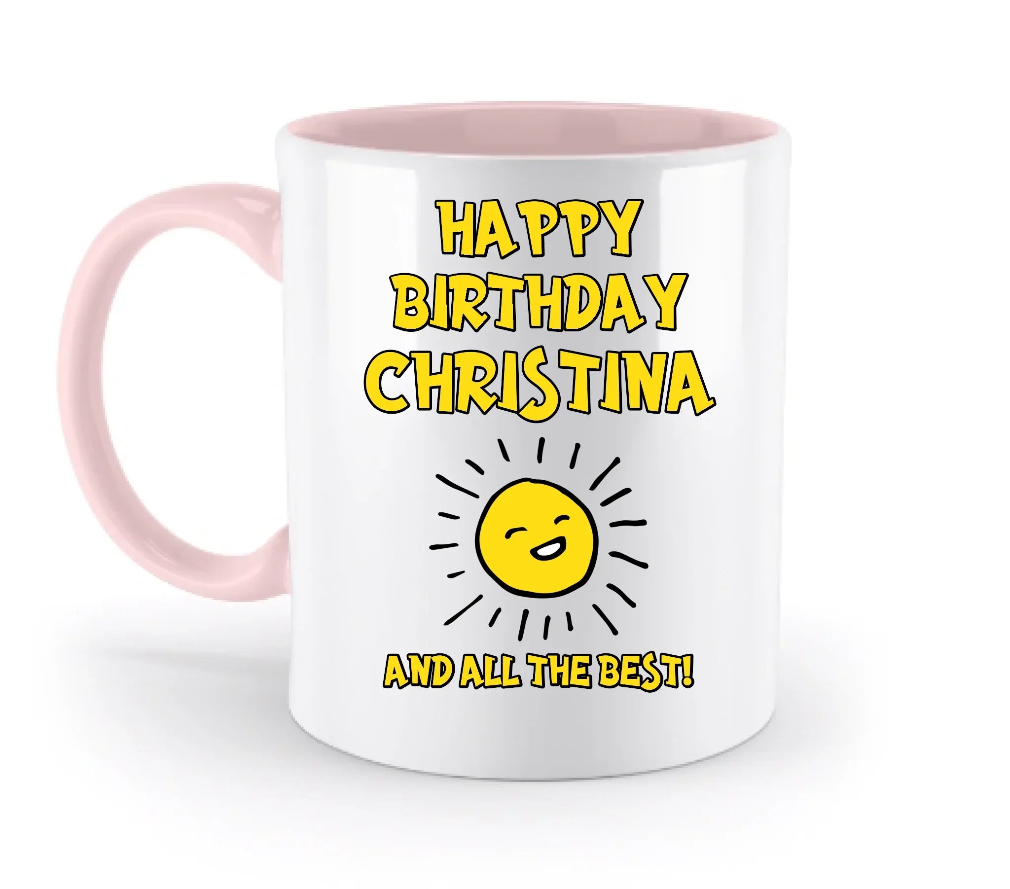 Geburtstagsdesign mit Wunschname (personalisierbare Motive) - Zweifarbige Tasse / Powder-Pink / 330ml