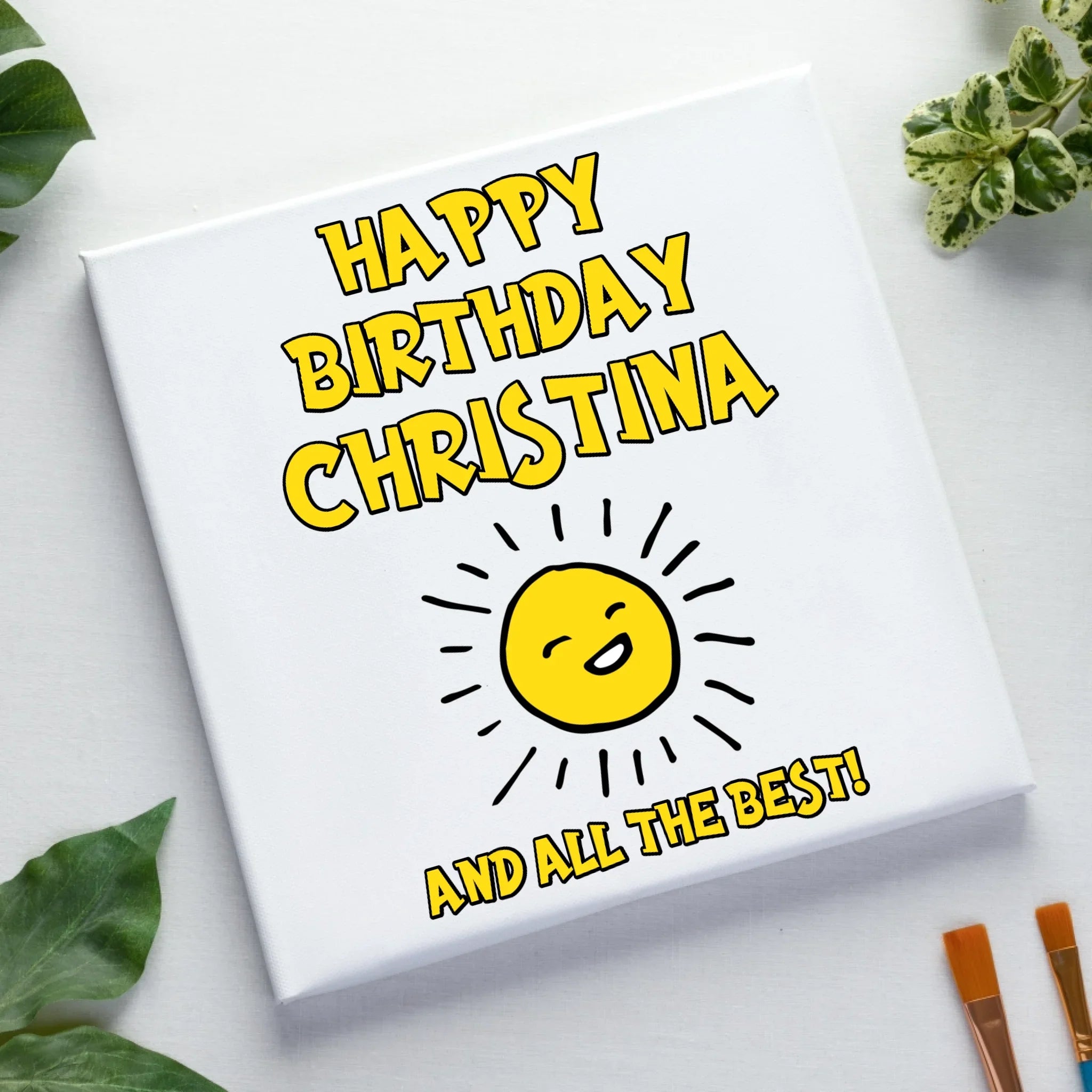 Geburtstagsdesign mit Wunschname (personalisierbare Motive) - Leinwand auf Holzkeilrahmen / Standard / 20cm-x-20xm