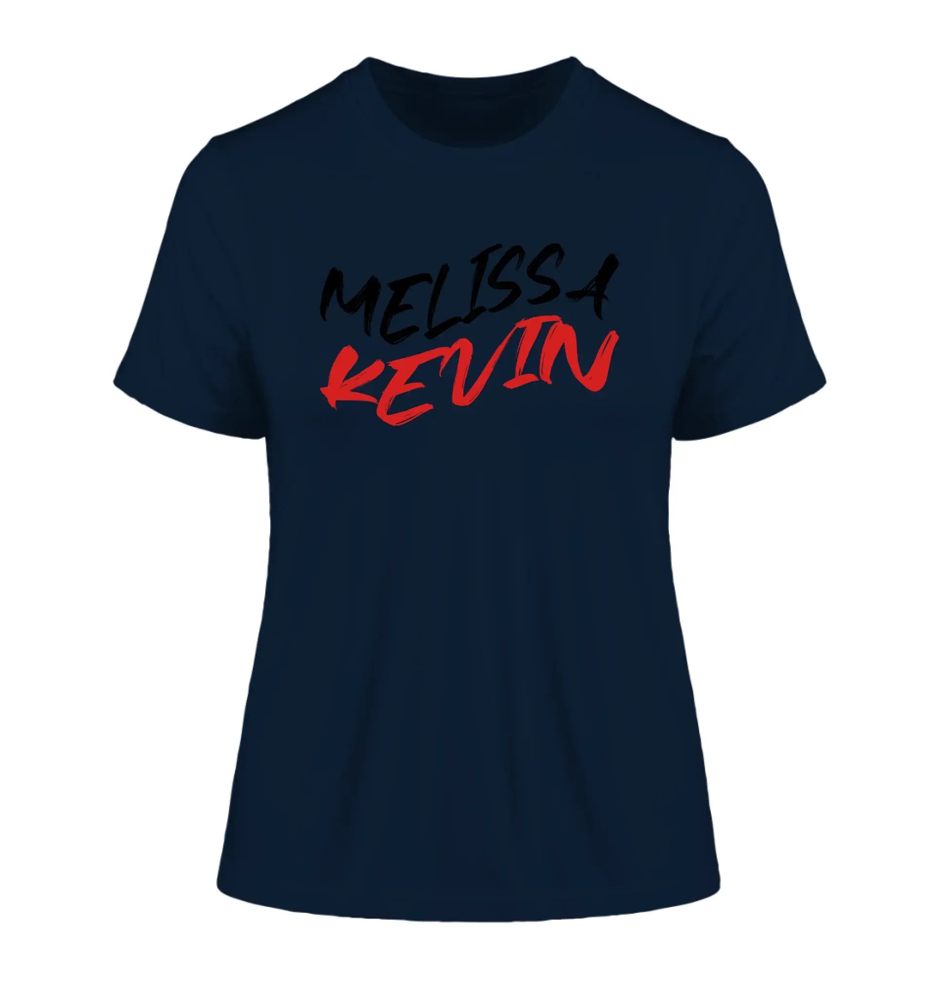 Geschwungener Name • 3 Motive verfügbar (personalisierbare Motive) - Damen T-Shirt (Fitted) • Bio / French Navy / 2XL