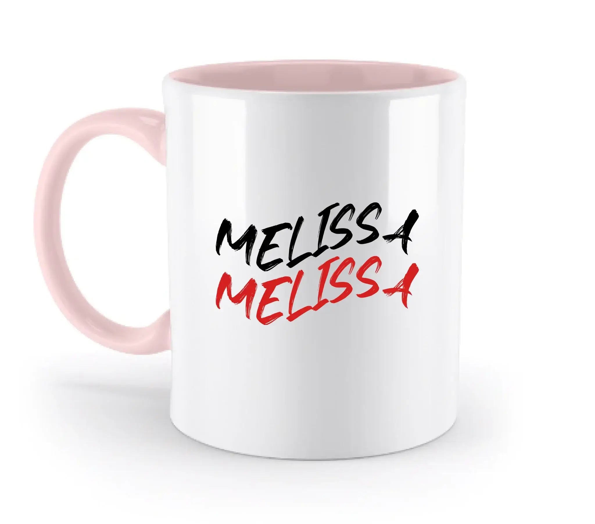 Geschwungener Name • 3 Motive verfügbar (personalisierbare Motive) - Zweifarbige Tasse / Powder-Pink / 330ml