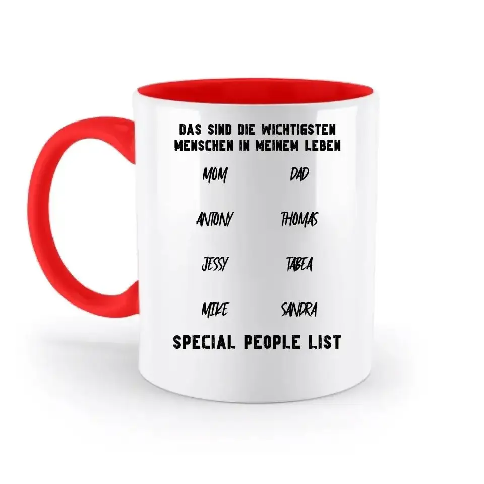 Gestalte den Text - zweifarbige Tasse