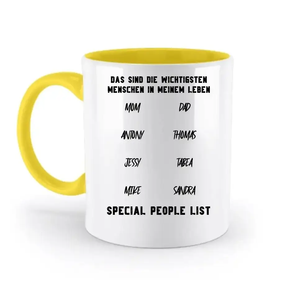 Gestalte den Text - zweifarbige Tasse