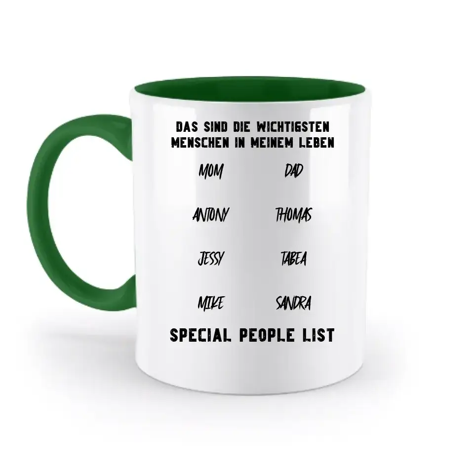 Gestalte den Text - zweifarbige Tasse