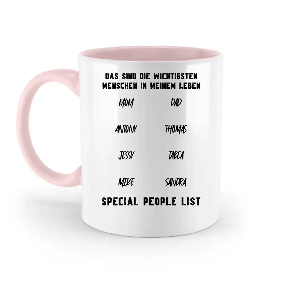 Gestalte den Text - zweifarbige Tasse