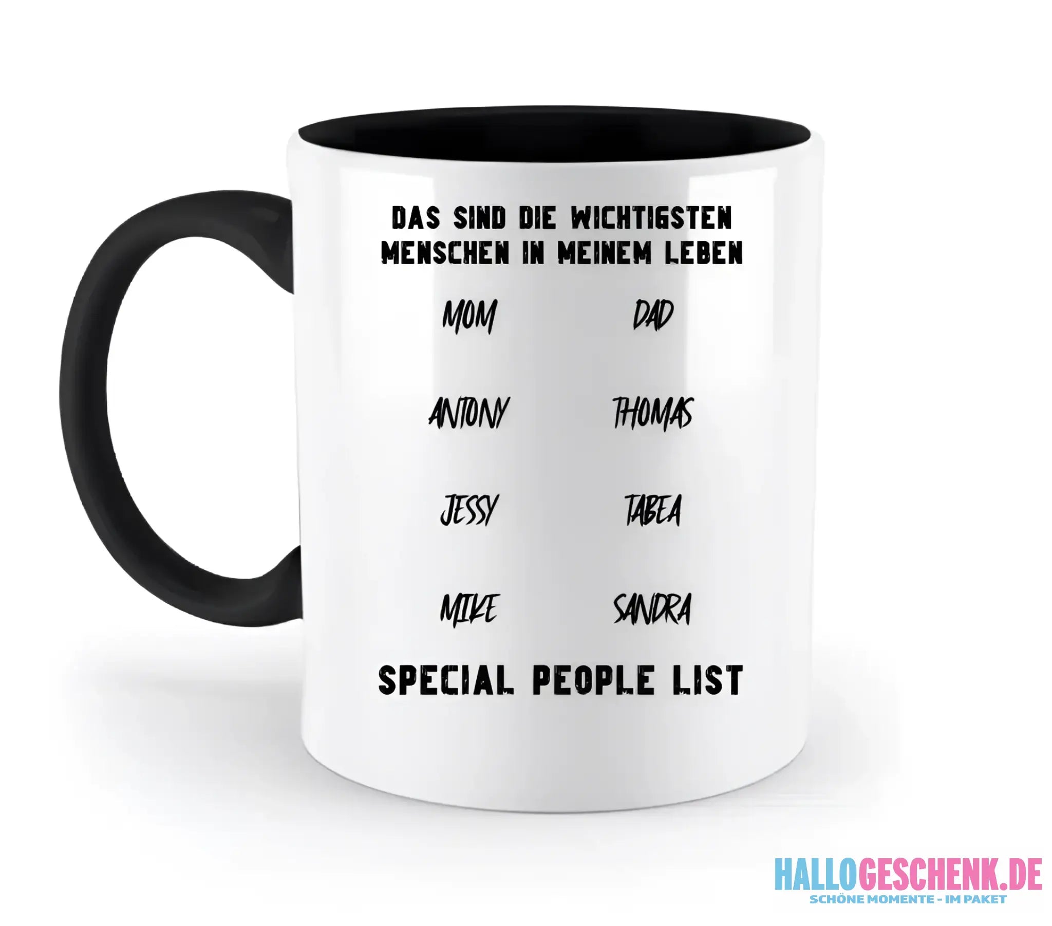 Gestalte den Text - zweifarbige Tasse