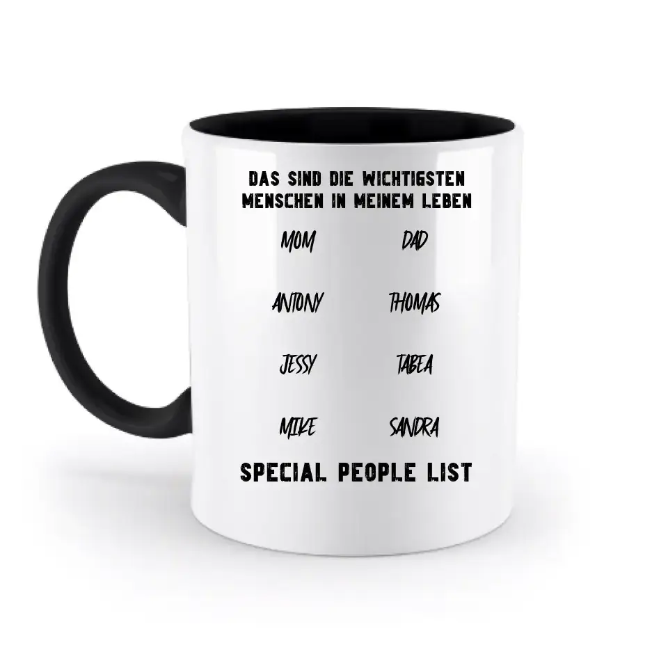 Gestalte den Text - zweifarbige Tasse