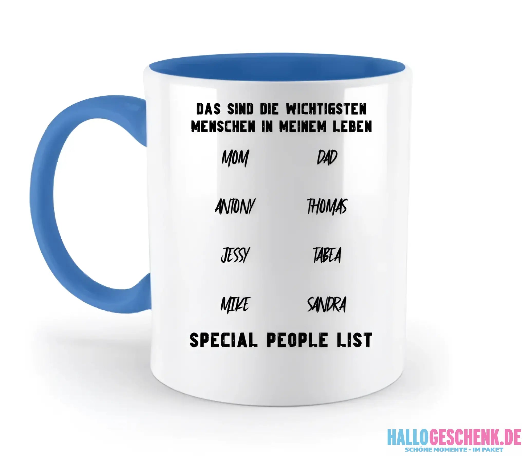 Gestalte den Text - zweifarbige Tasse