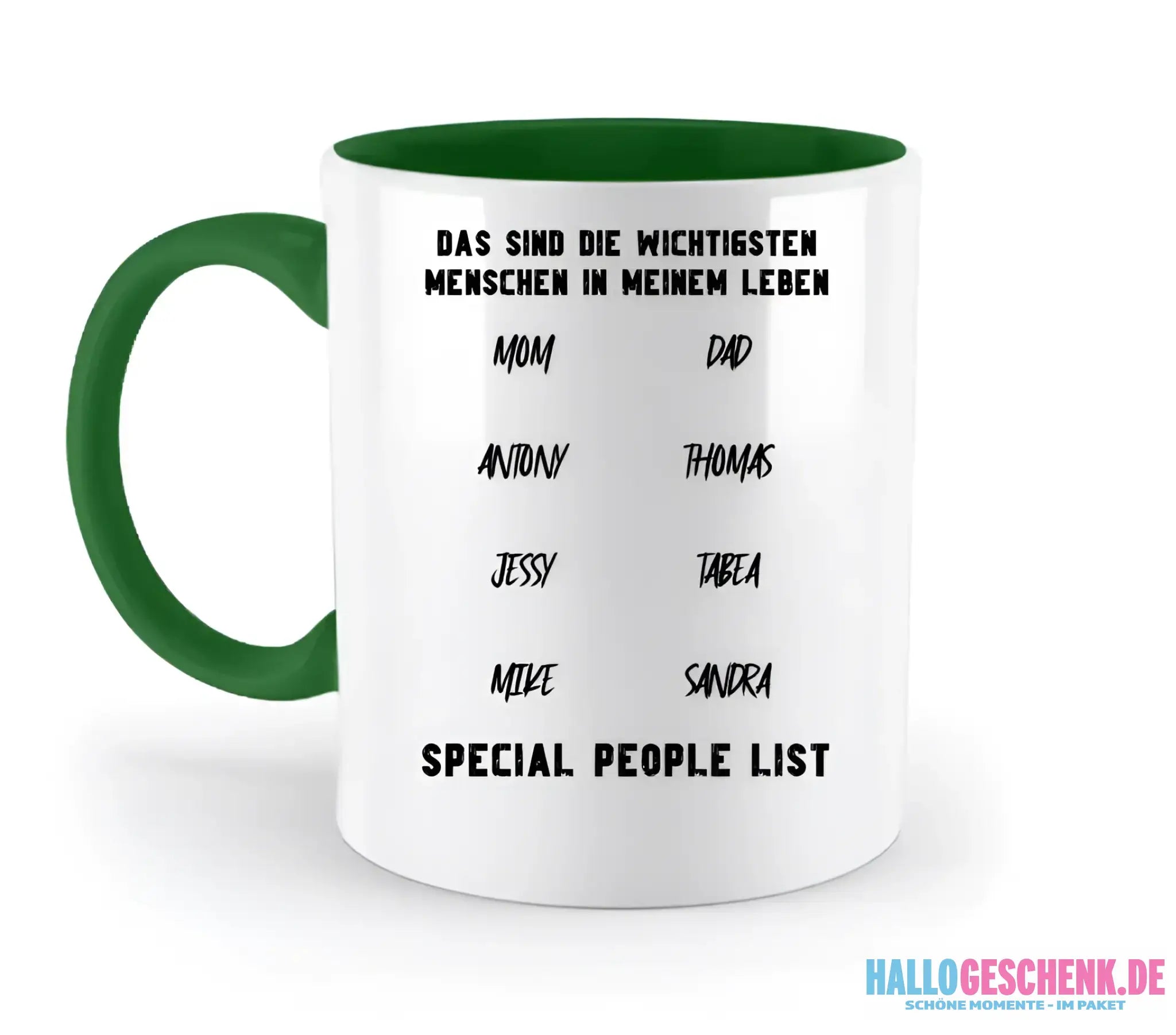 Gestalte den Text - zweifarbige Tasse