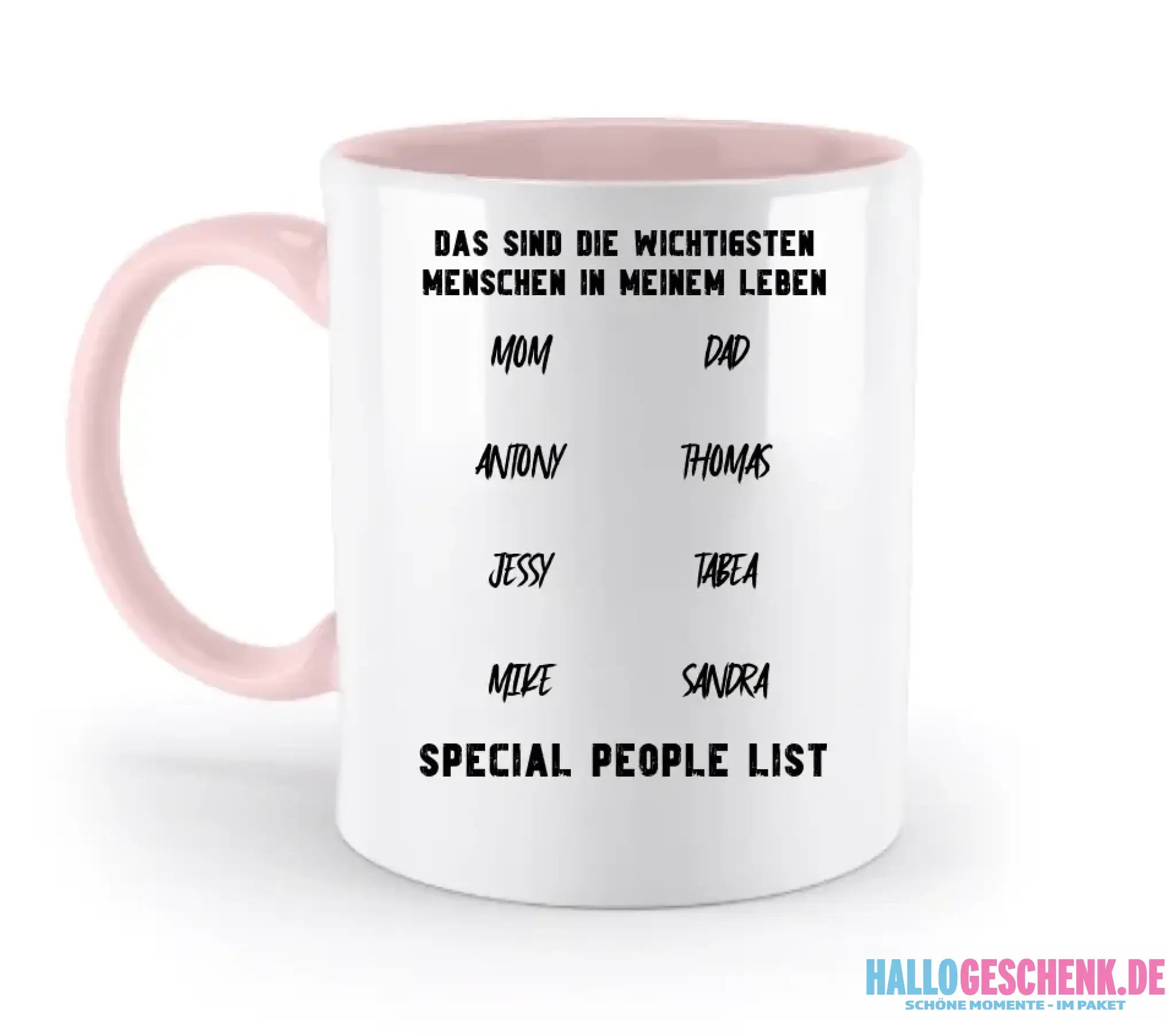 Gestalte den Text - zweifarbige Tasse