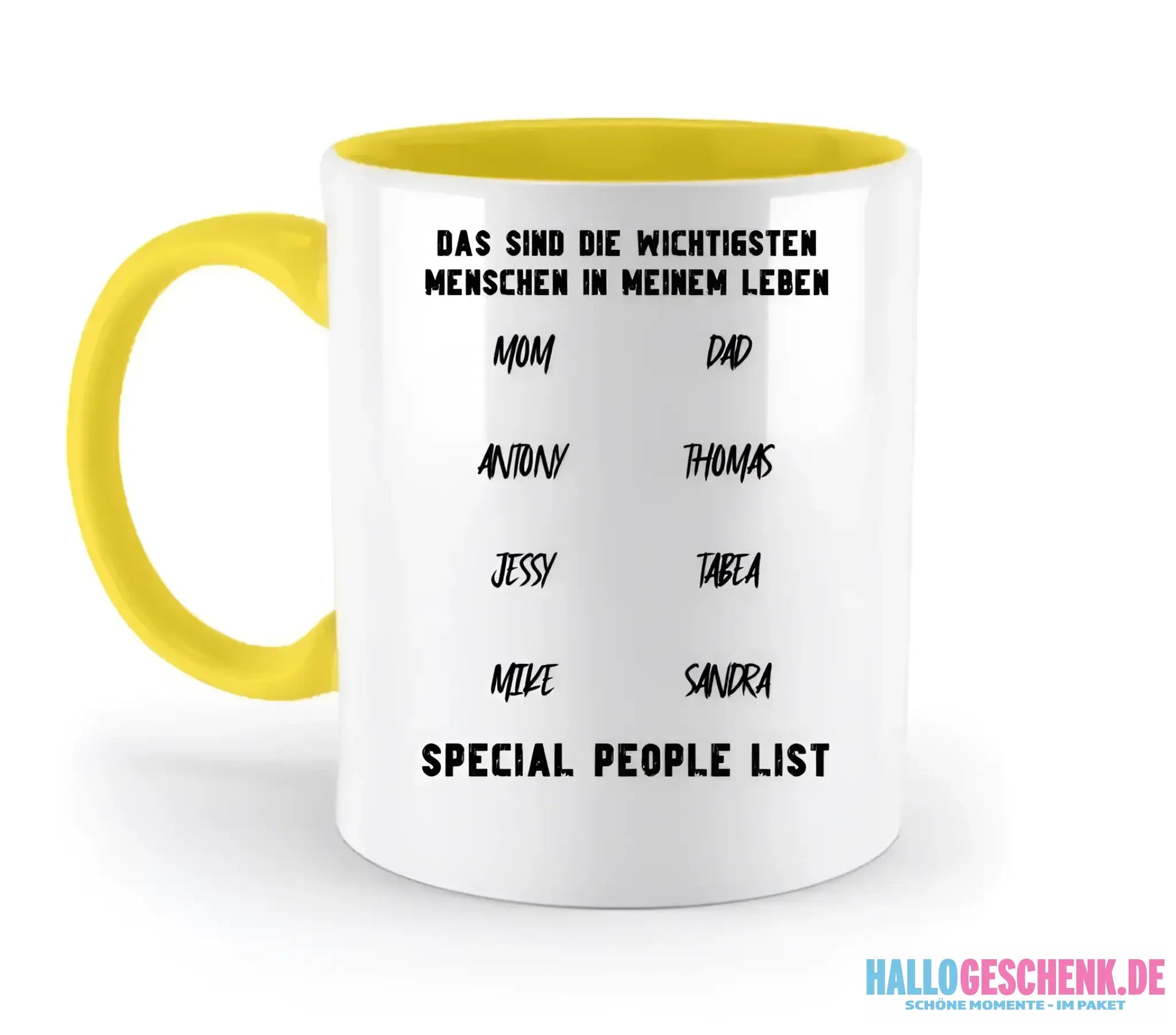 Gestalte den Text - zweifarbige Tasse