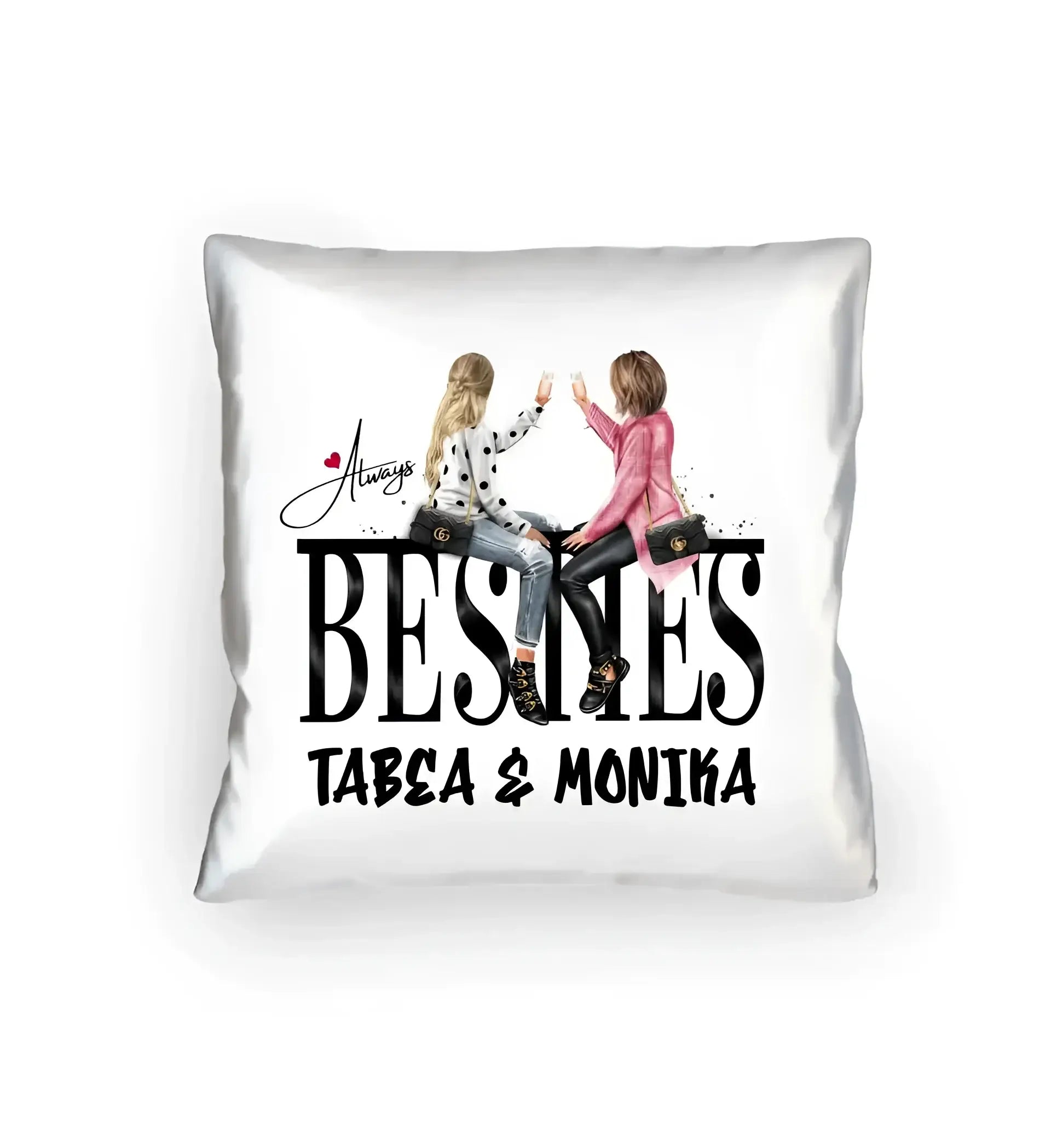 Girls on Text (Besties) • Kissen 40x40 cm • Exklusivdesign • personalisiert - Kissen 40x40 cm / White / 40cm-x-40cm