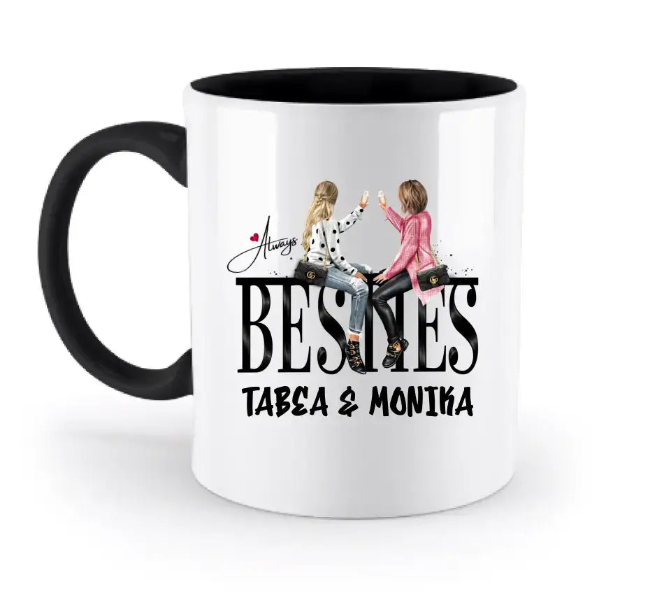 Girls on Text (Besties) • zweifarbige Tasse • Exklusivdesign • personalisiert - zweifarbige Tasse