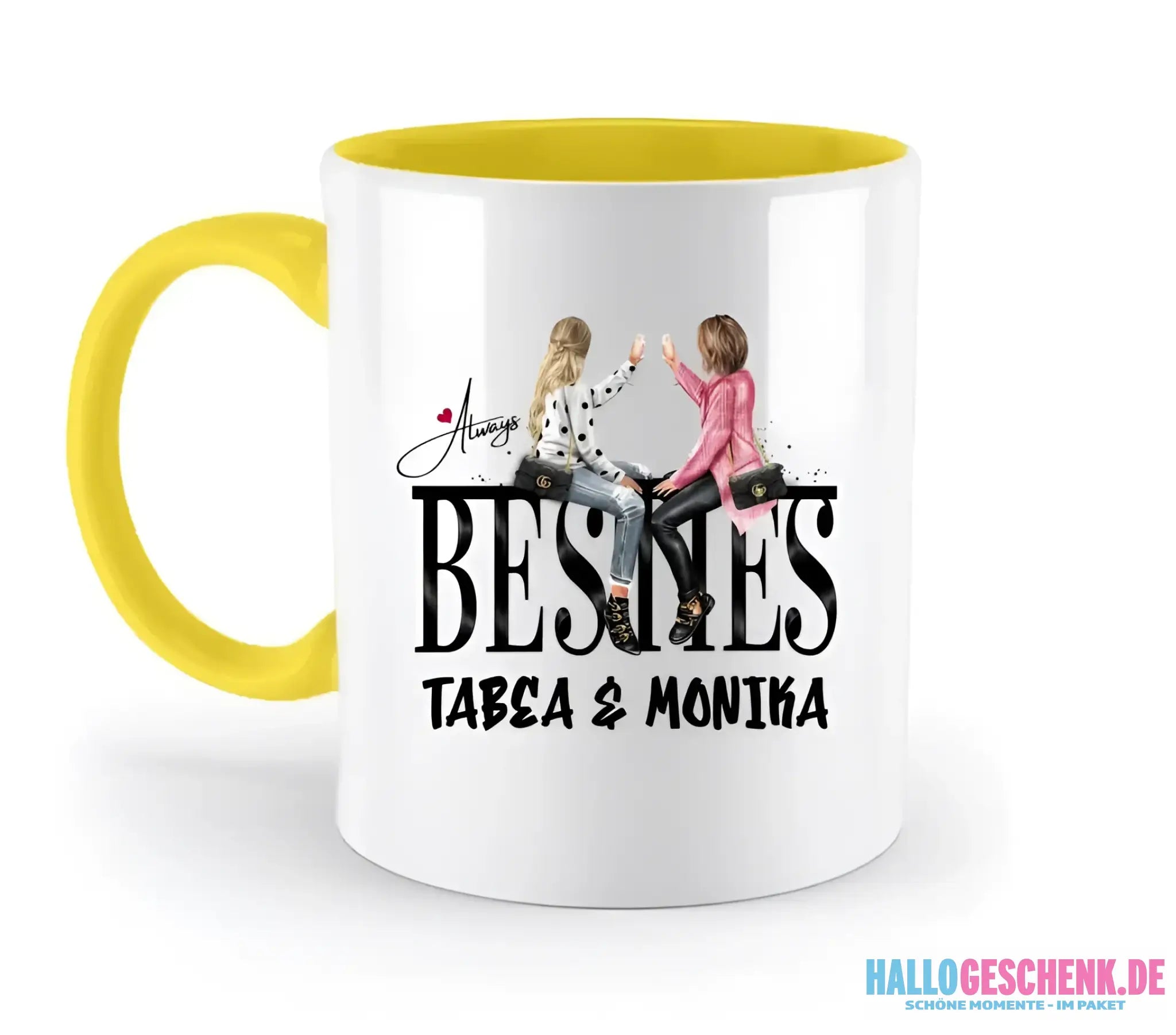 Girls on Text (Besties) • zweifarbige Tasse • Exklusivdesign • personalisiert - zweifarbige Tasse