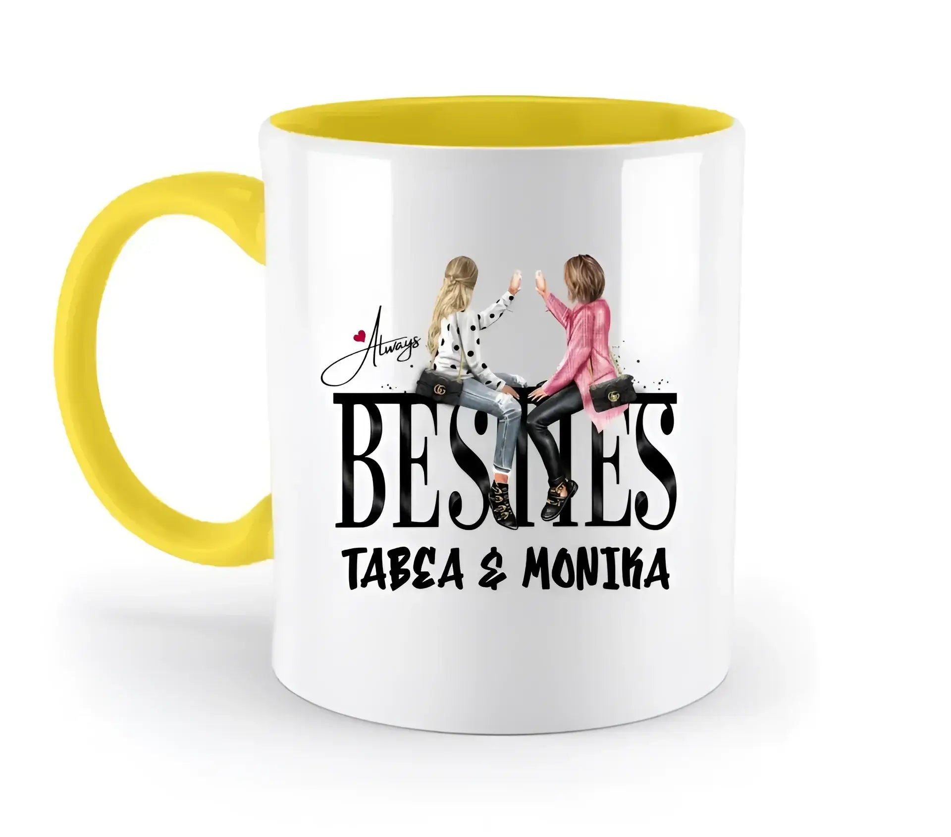 Girls on Text (Besties) • zweifarbige Tasse • Exklusivdesign • personalisiert - zweifarbige Tasse