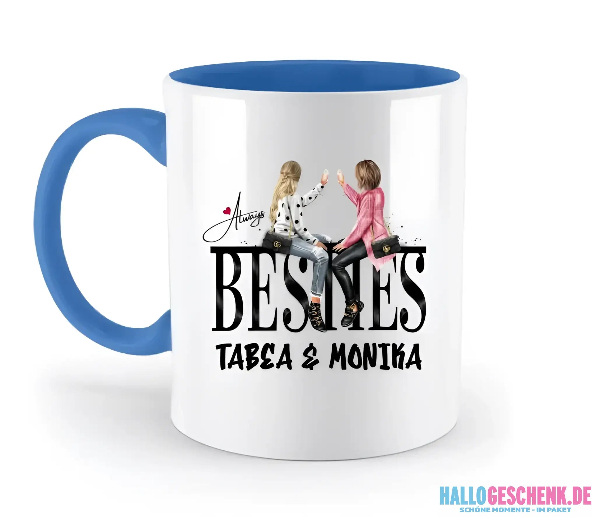 Girls on Text (Besties) • zweifarbige Tasse • Exklusivdesign • personalisiert - zweifarbige Tasse