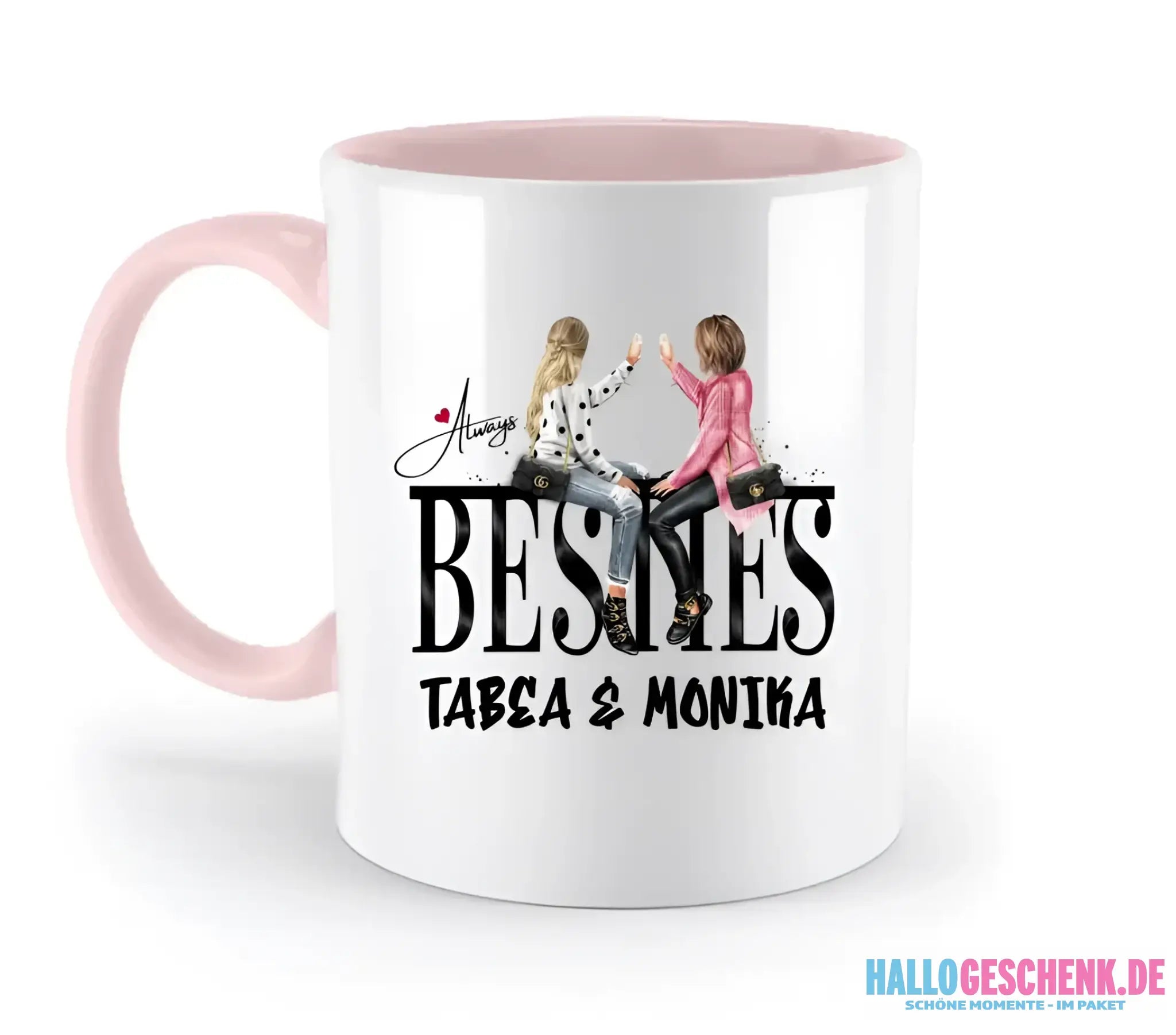 Girls on Text (Besties) • zweifarbige Tasse • Exklusivdesign • personalisiert - zweifarbige Tasse