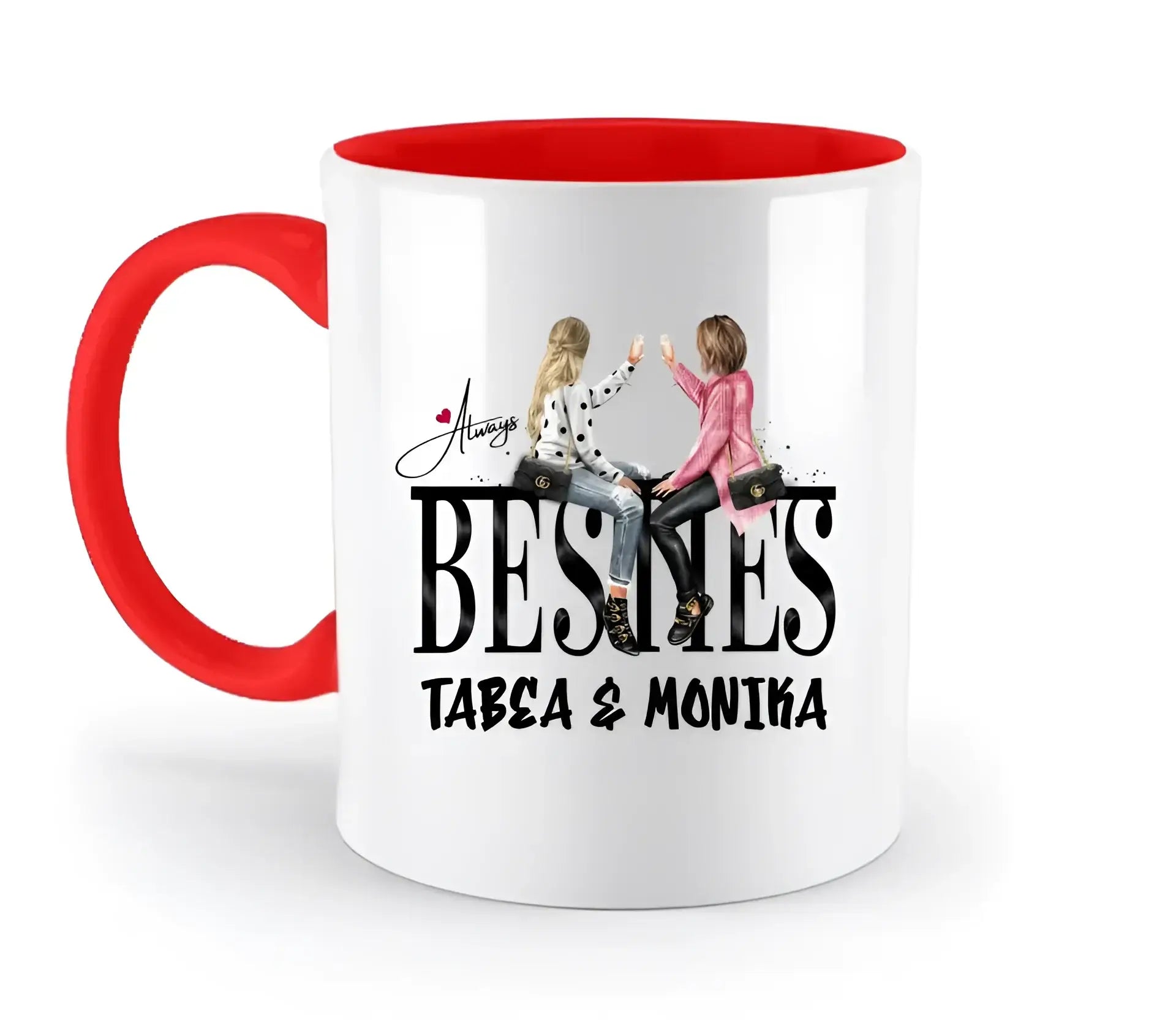 Girls on Text (Besties) • zweifarbige Tasse • Exklusivdesign • personalisiert - zweifarbige Tasse