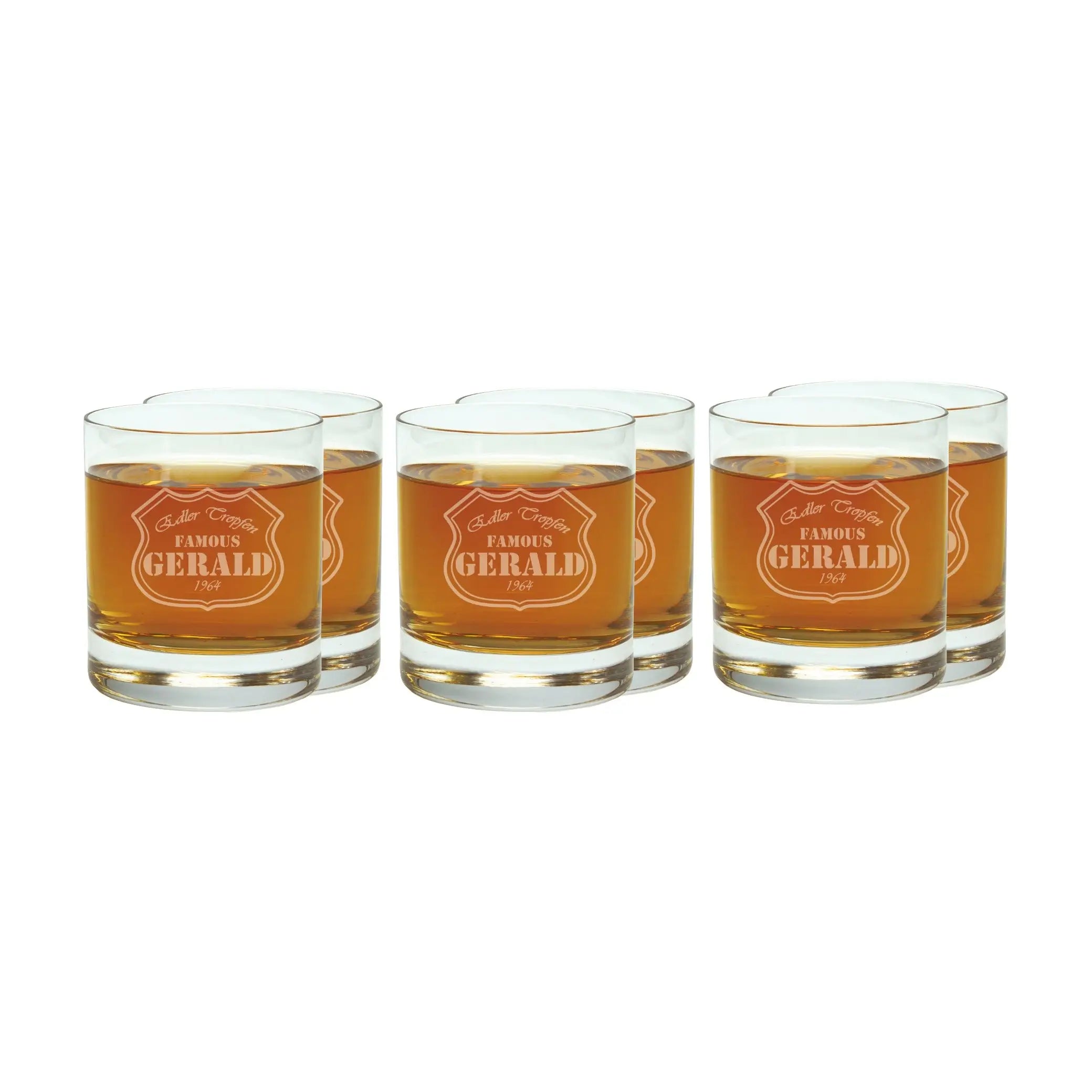 Glas mit Gravur: Whiskey ’Style’ 320 ml • Einzeln oder 6er Set (personalisierbare Geschenkideen) - 6er Set