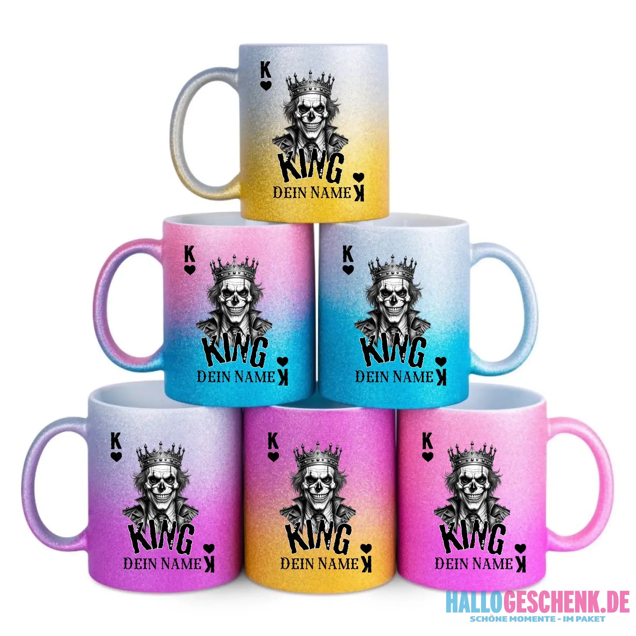 Glitzertasse • Poker King Design • Tasse • personalisiert
