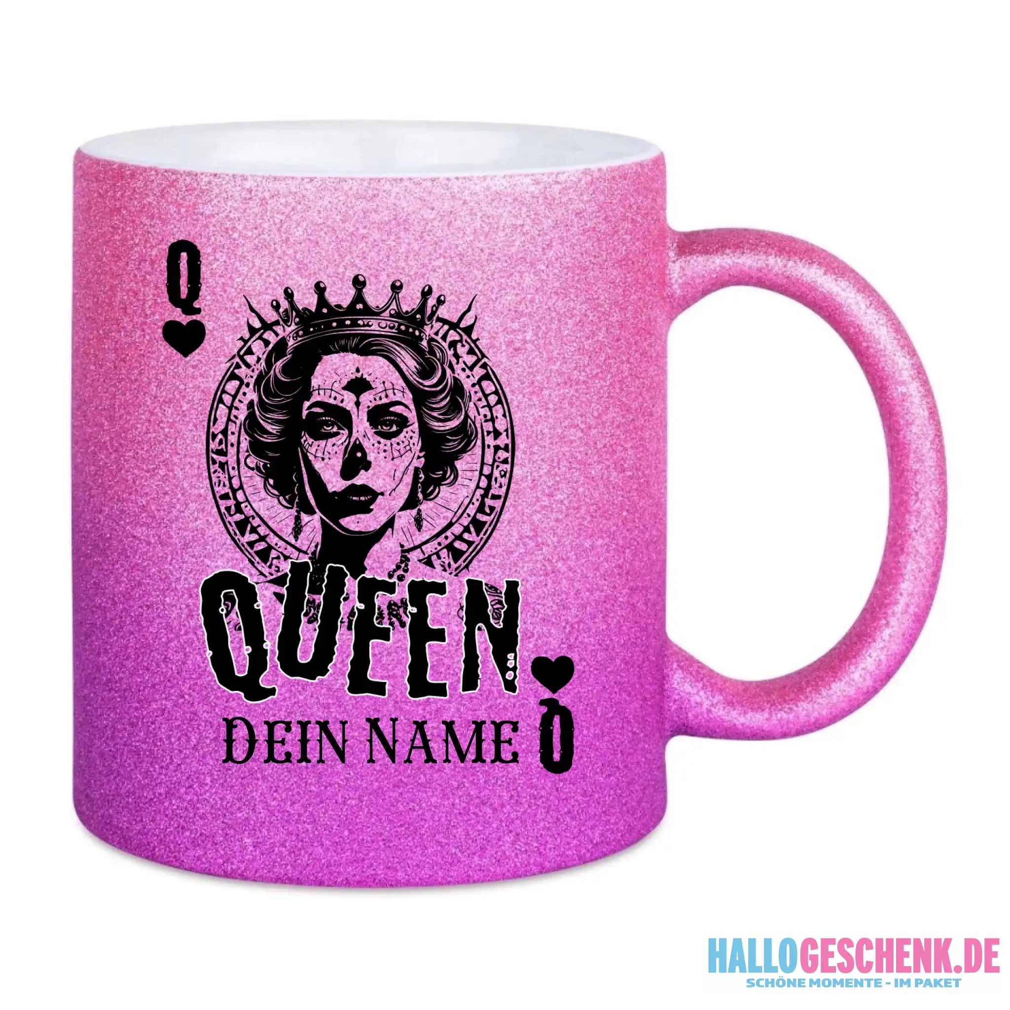 Glitzertasse • Poker Queen Design • Tasse • personalisiert