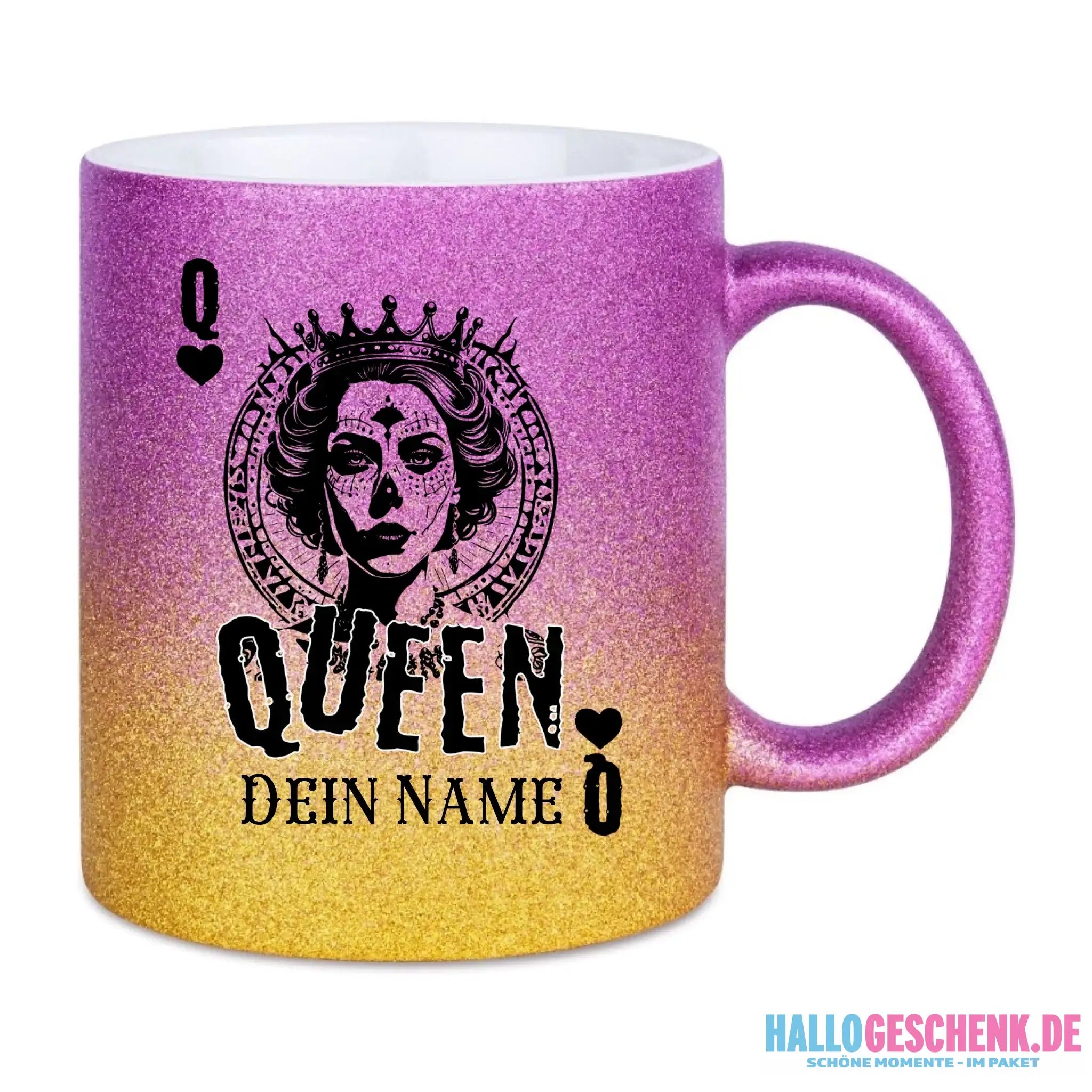 Glitzertasse • Poker Queen Design • Tasse • personalisiert