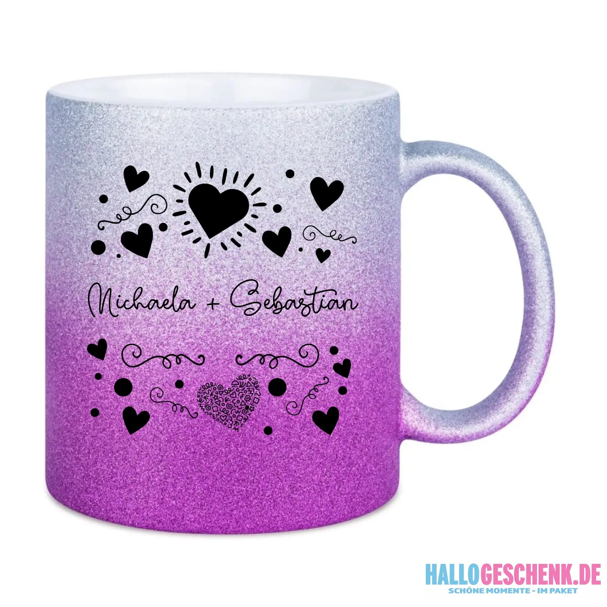 Glitzertassen in diversen Farben: Love 1 Design • Tasse • personalisiert