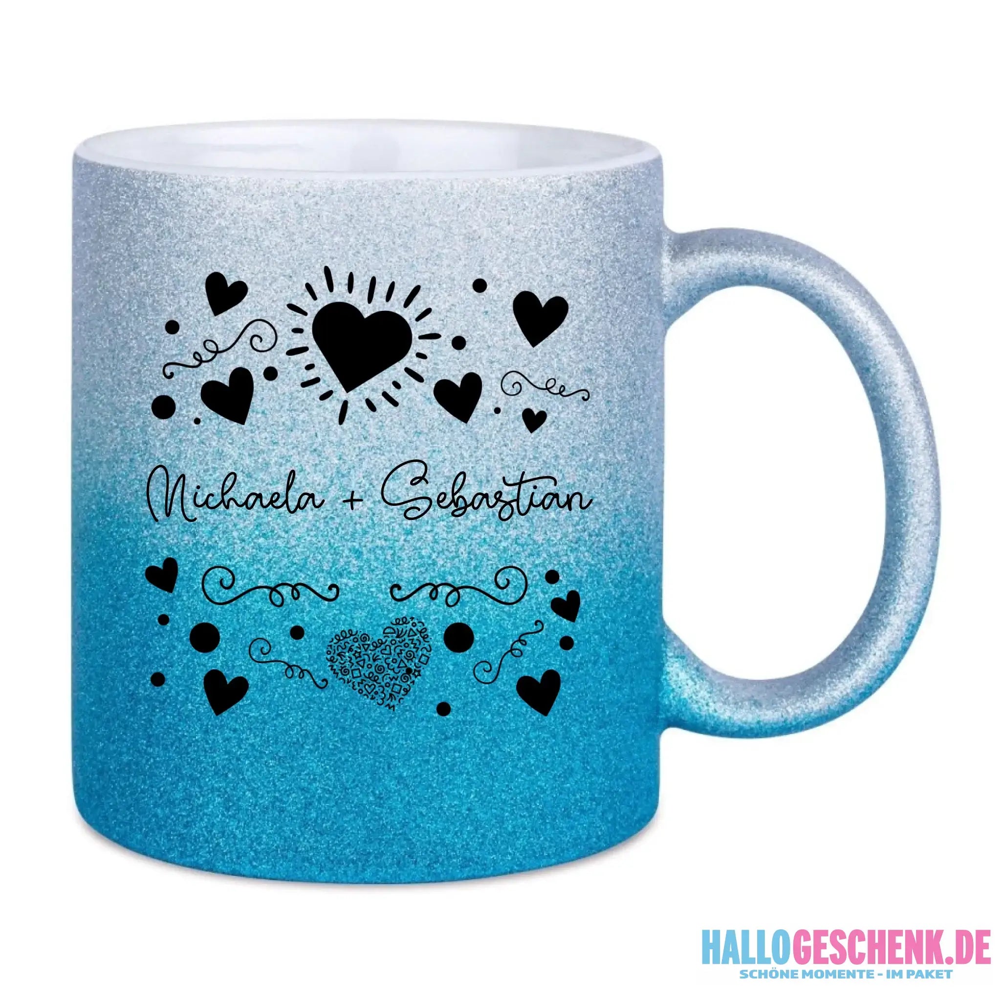 Glitzertassen in diversen Farben: Love 1 Design • Tasse • personalisiert