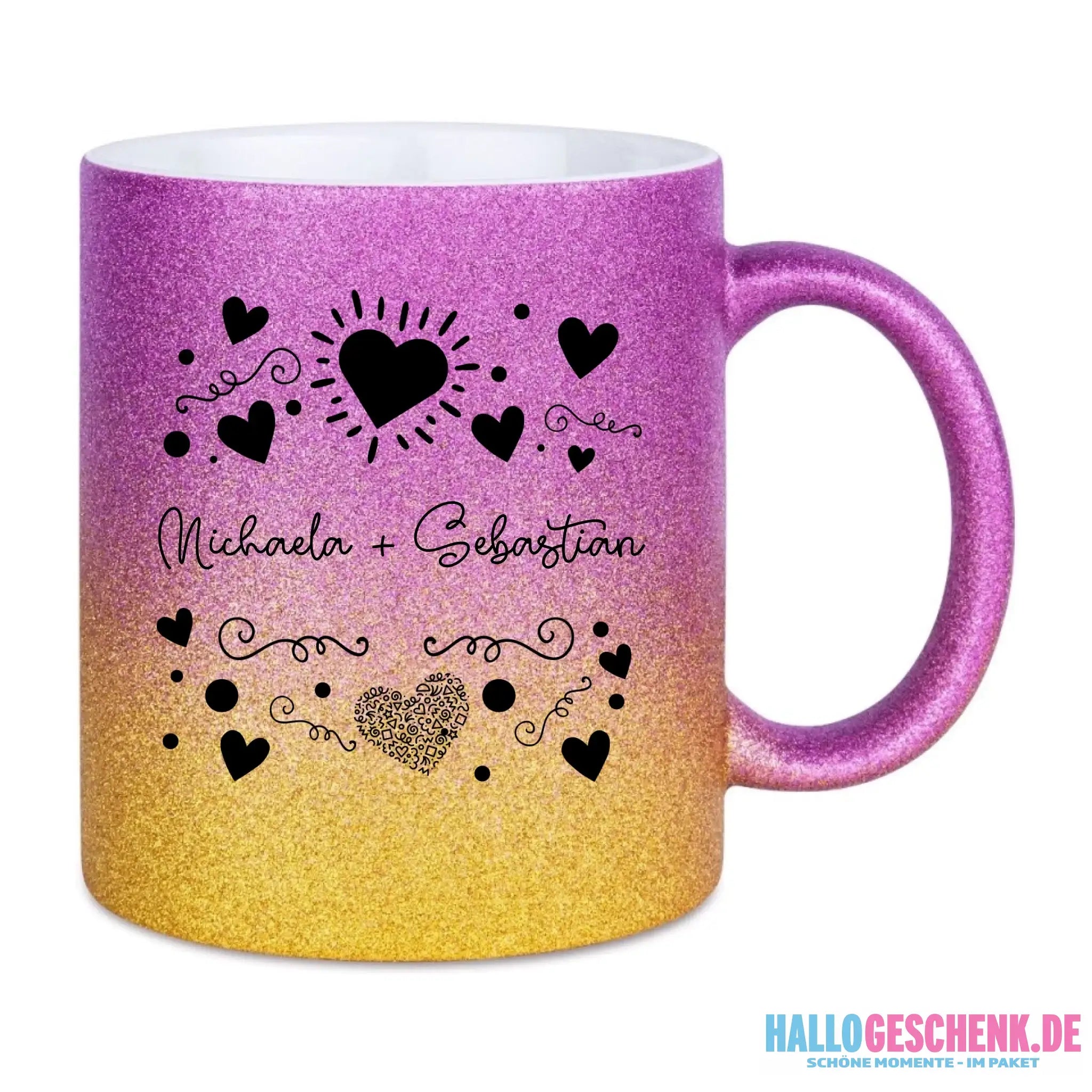 Glitzertassen in diversen Farben: Love 1 Design • Tasse • personalisiert