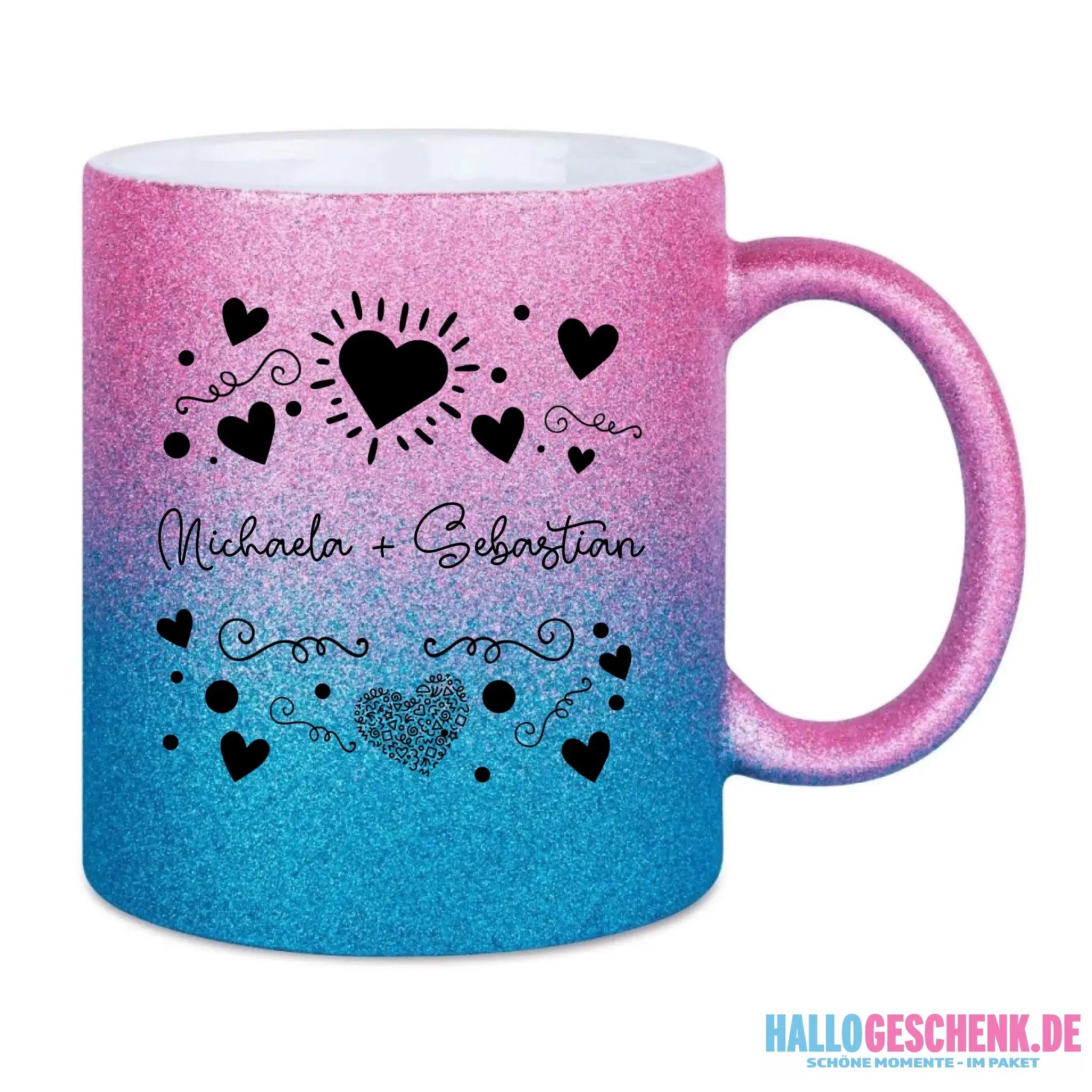 Glitzertassen in diversen Farben: Love 1 Design • Tasse • personalisiert
