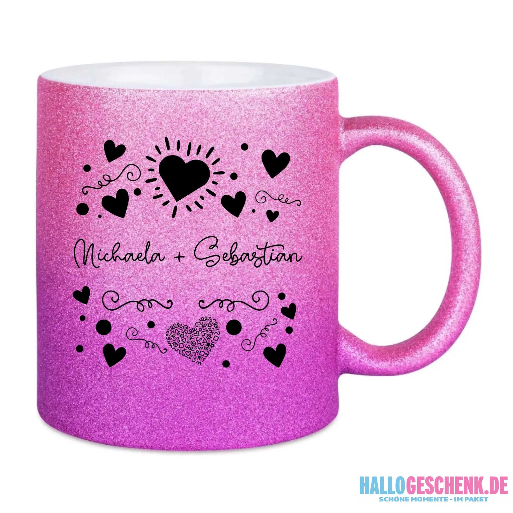 Glitzertassen in diversen Farben: Love 1 Design • Tasse • personalisiert