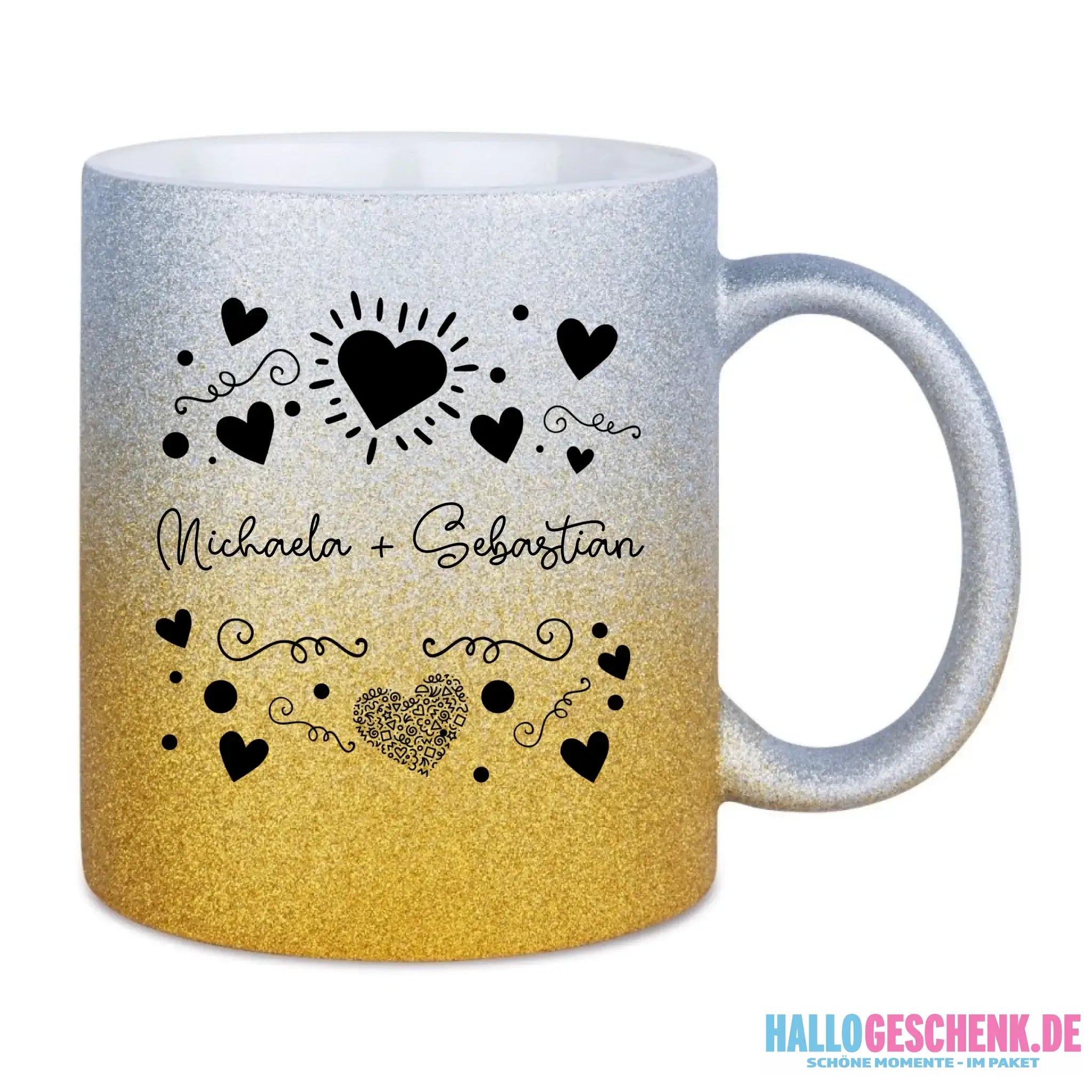 Glitzertassen in diversen Farben: Love 1 Design • Tasse • personalisiert