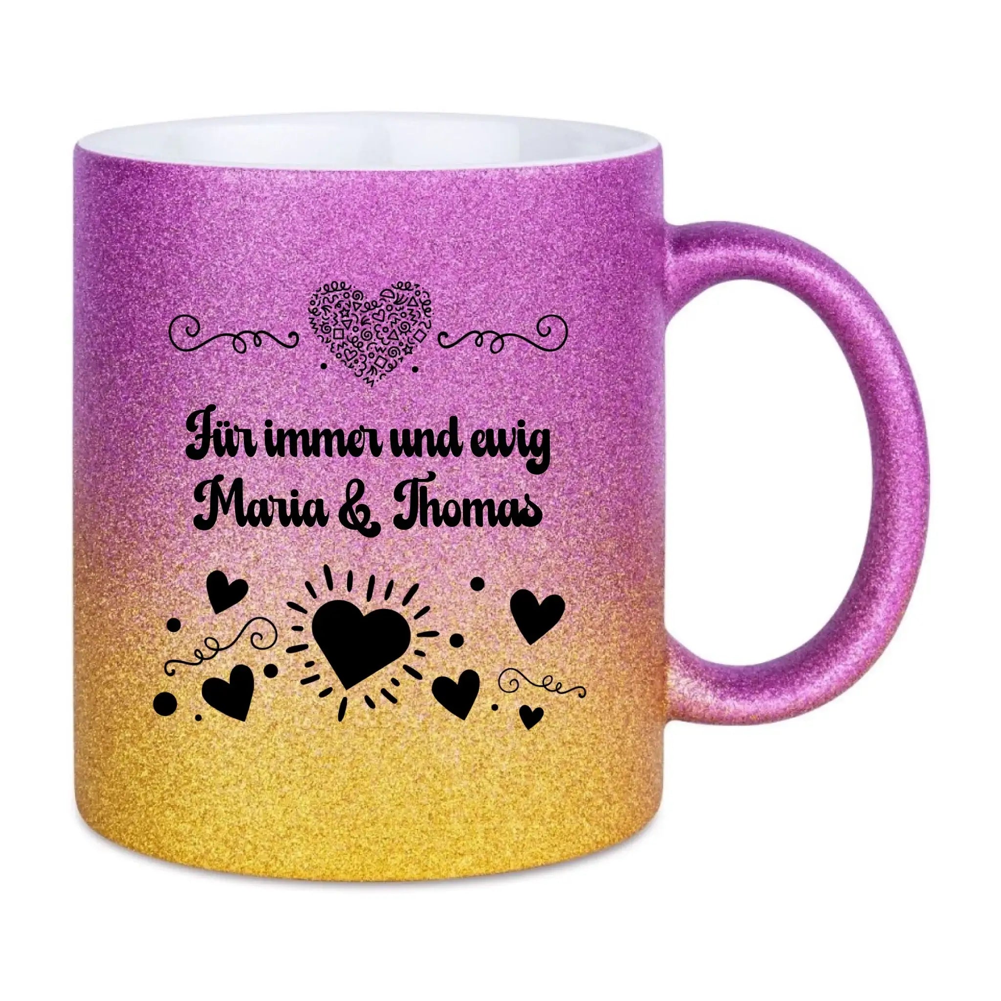 Glitzertassen in diversen Farben: Love 3 Design • Tasse • personalisiert