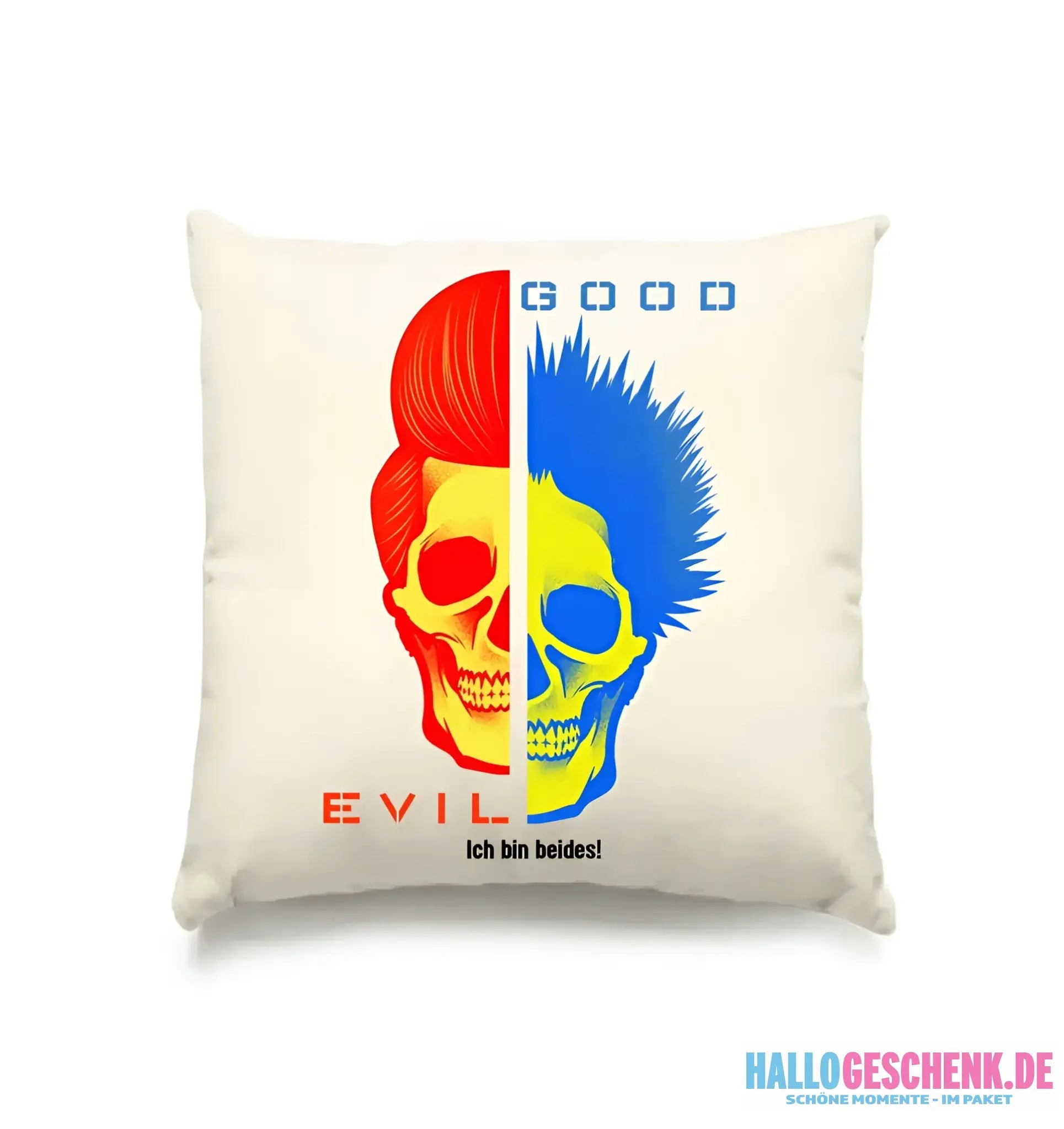 GOOD´N´EVIL - RED-BLUE • Kissen 40x40 cm • Exklusivdesign • personalisiert
