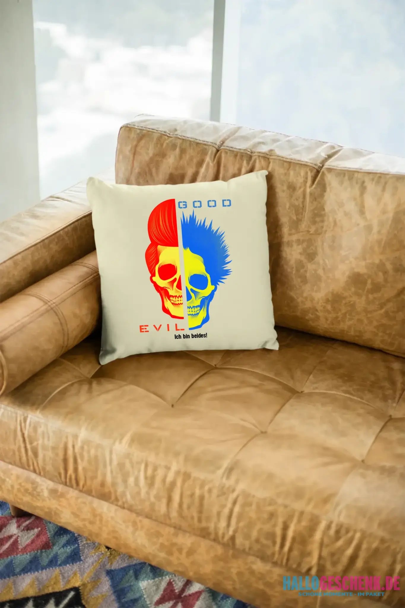 GOOD´N´EVIL - RED-BLUE • Kissen 40x40 cm • Exklusivdesign • personalisiert