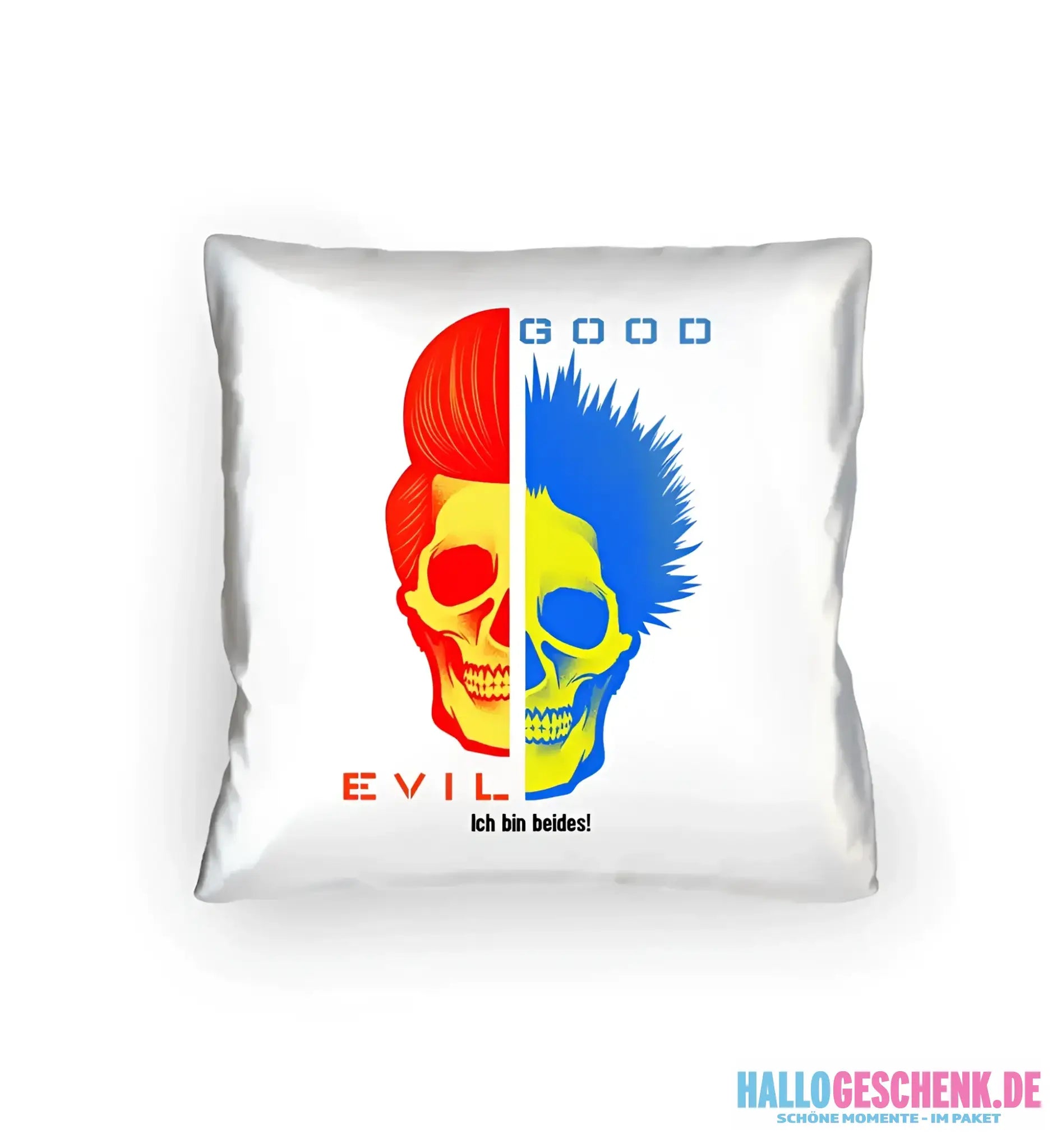 GOOD´N´EVIL - RED-BLUE • Kissen 40x40 cm • Exklusivdesign • personalisiert