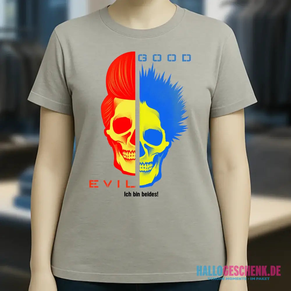 GOOD´N´EVIL - RED-BLUE • Ladies Premium T-Shirt XS-2XL aus Bio-Baumwolle für Damen • Exklusivdesign • personalisiert