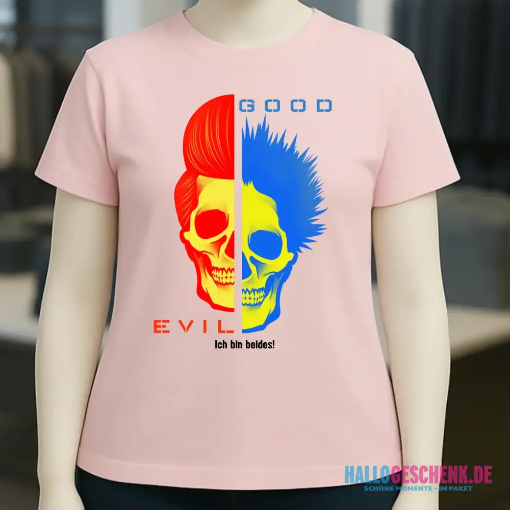 GOOD´N´EVIL - RED-BLUE • Ladies Premium T-Shirt XS-2XL aus Bio-Baumwolle für Damen • Exklusivdesign • personalisiert