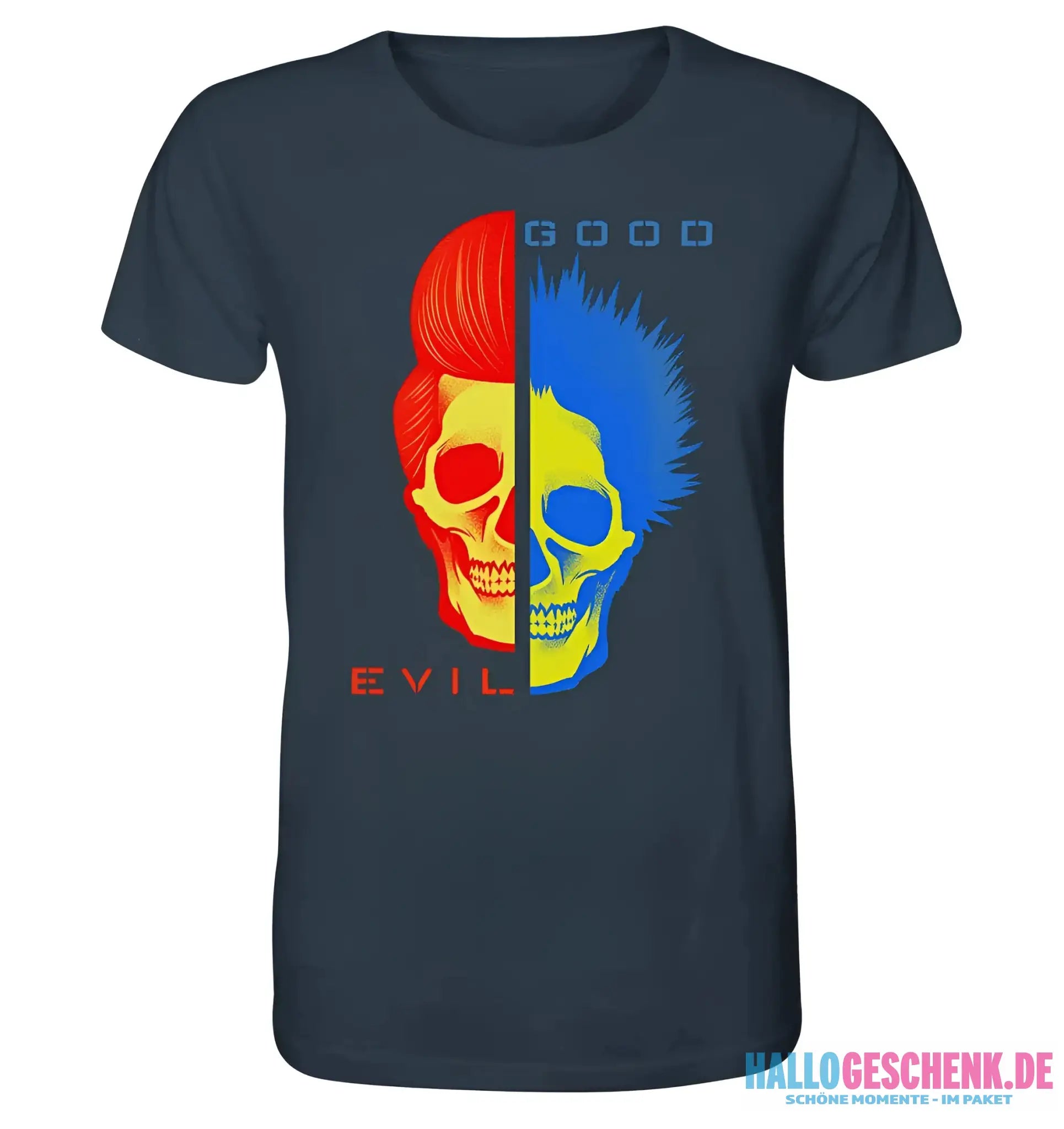 "GOOD´N´EVIL"-RED-BLUE - Organic Shirt
