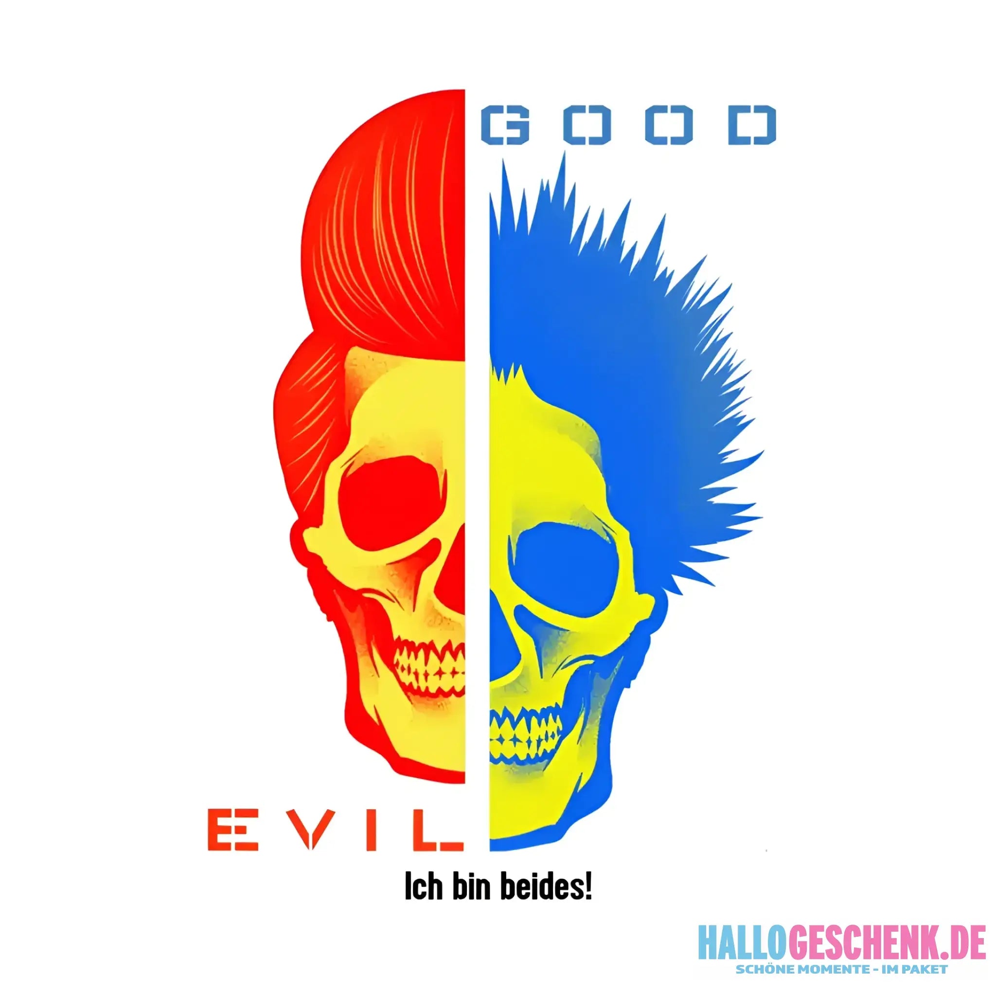 GOOD´N´EVIL - RED-BLUE • STICKER 20x20 cm (Aufkleber) - White / OneSize / ausgestanzter Sticker 20x20 cm (Aufkleber)